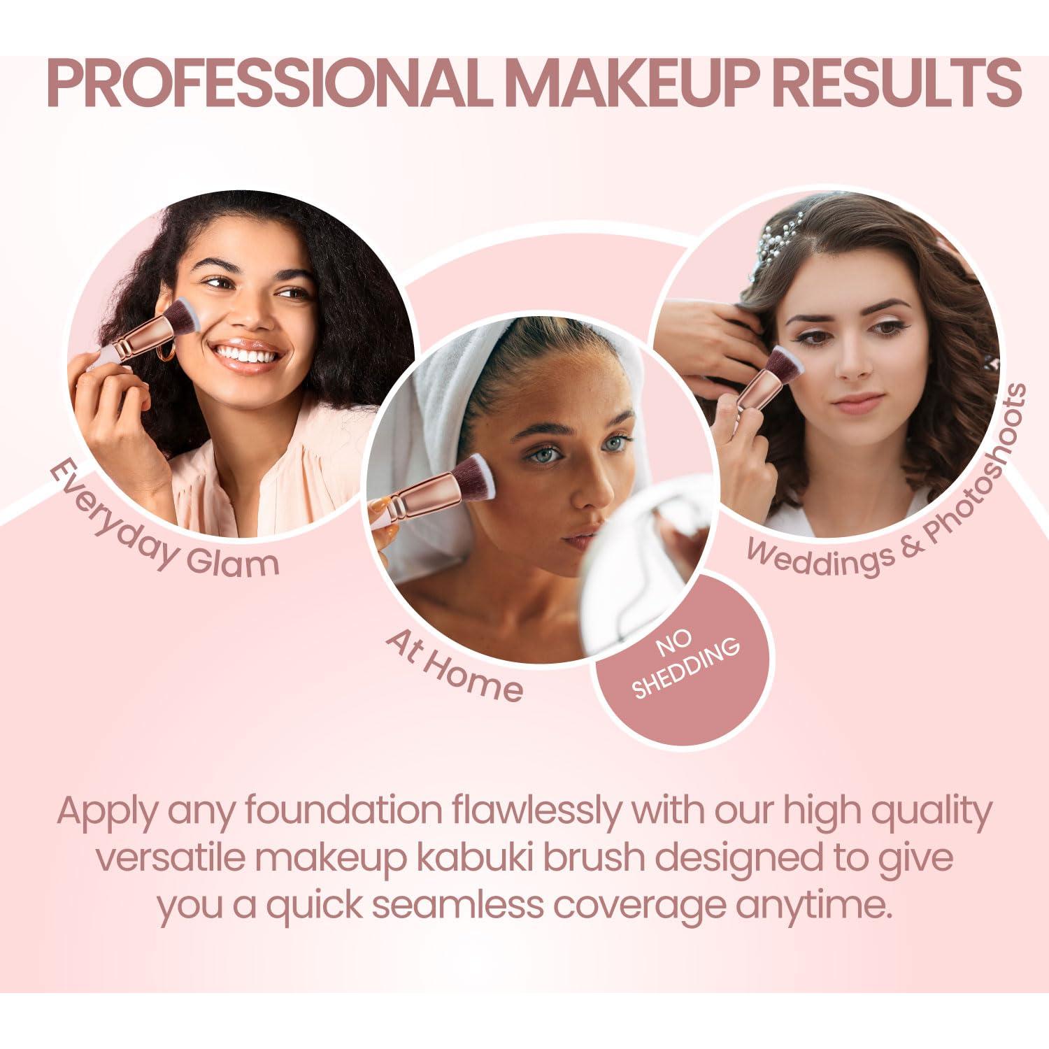 Brocha de Fundación Lamora Kabuki Rosa - Aplicación Precisa