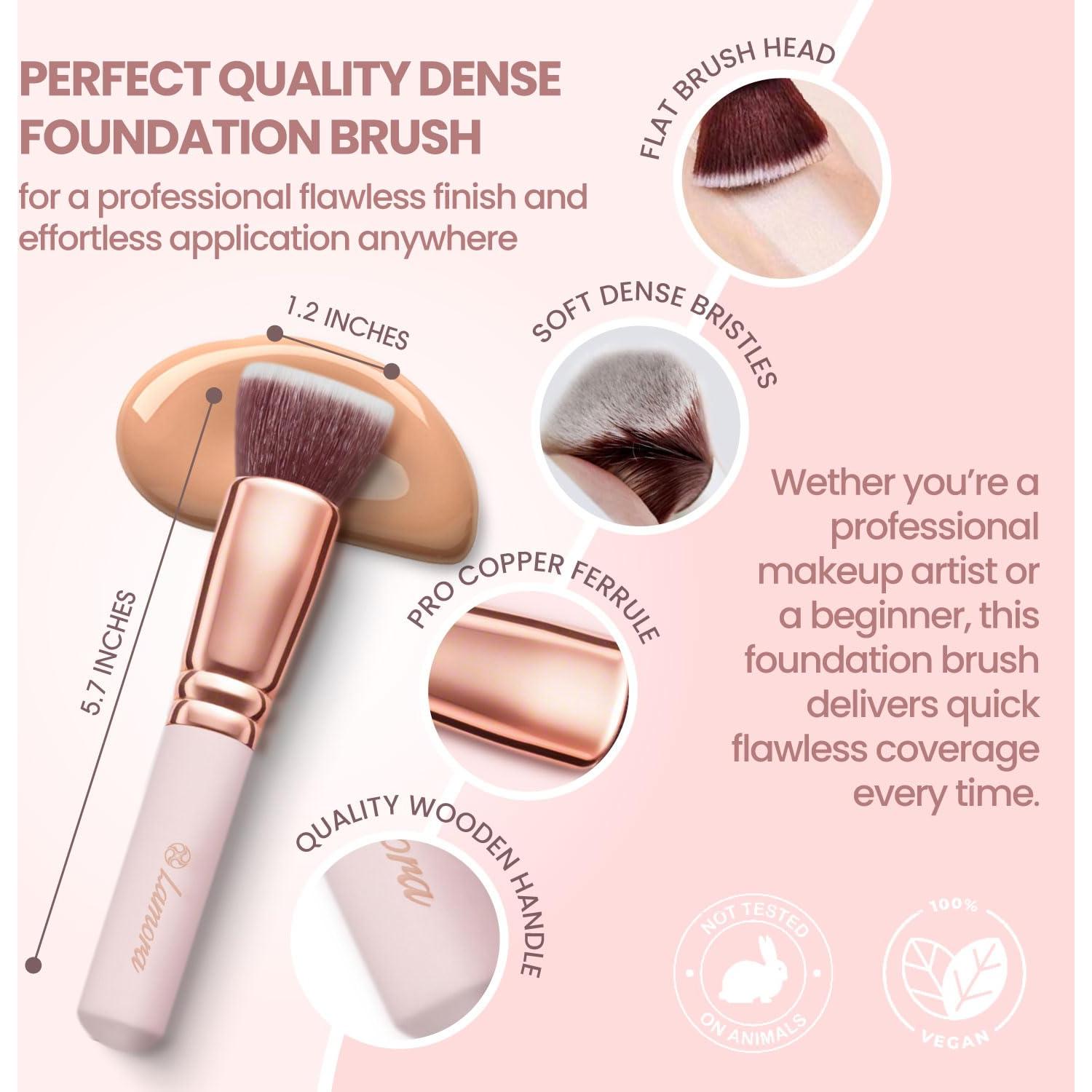 Brocha de Fundación Lamora Kabuki Rosa - Aplicación Precisa