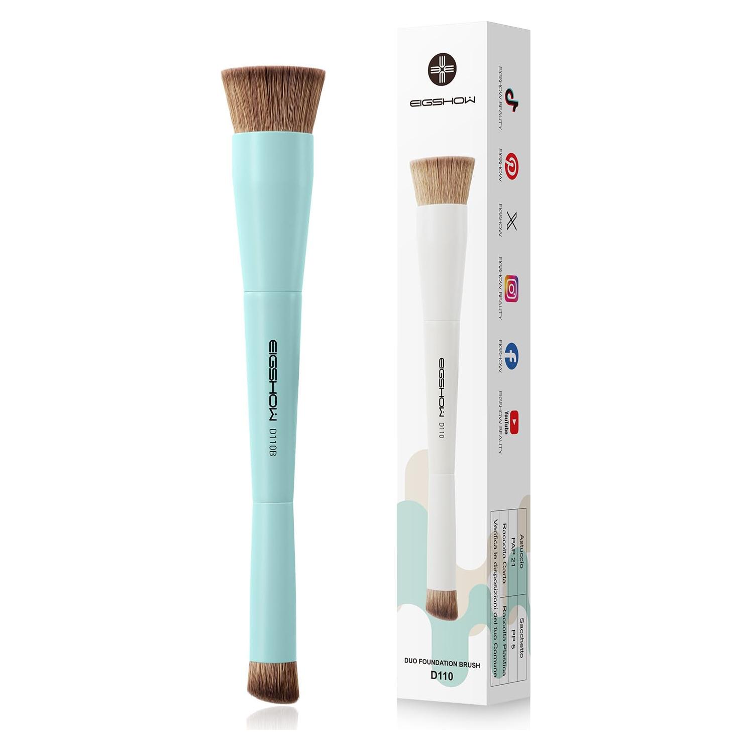 Brocha de Maquillaje Doble Cara EIGSHOW D110B Vegana 18 cm