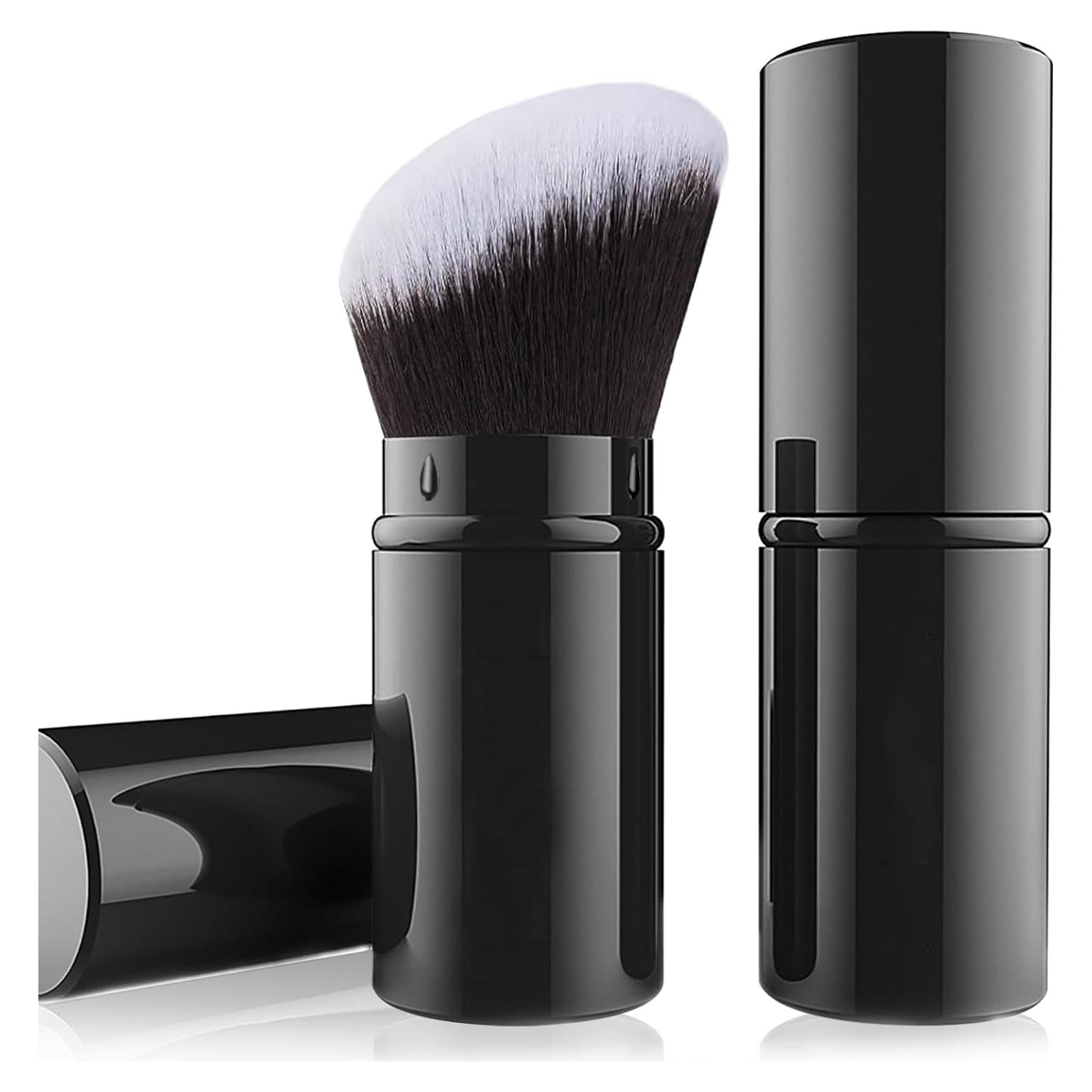 Brocha de Maquillaje Kabuki Retráctil Falliny - Angulada, Negra