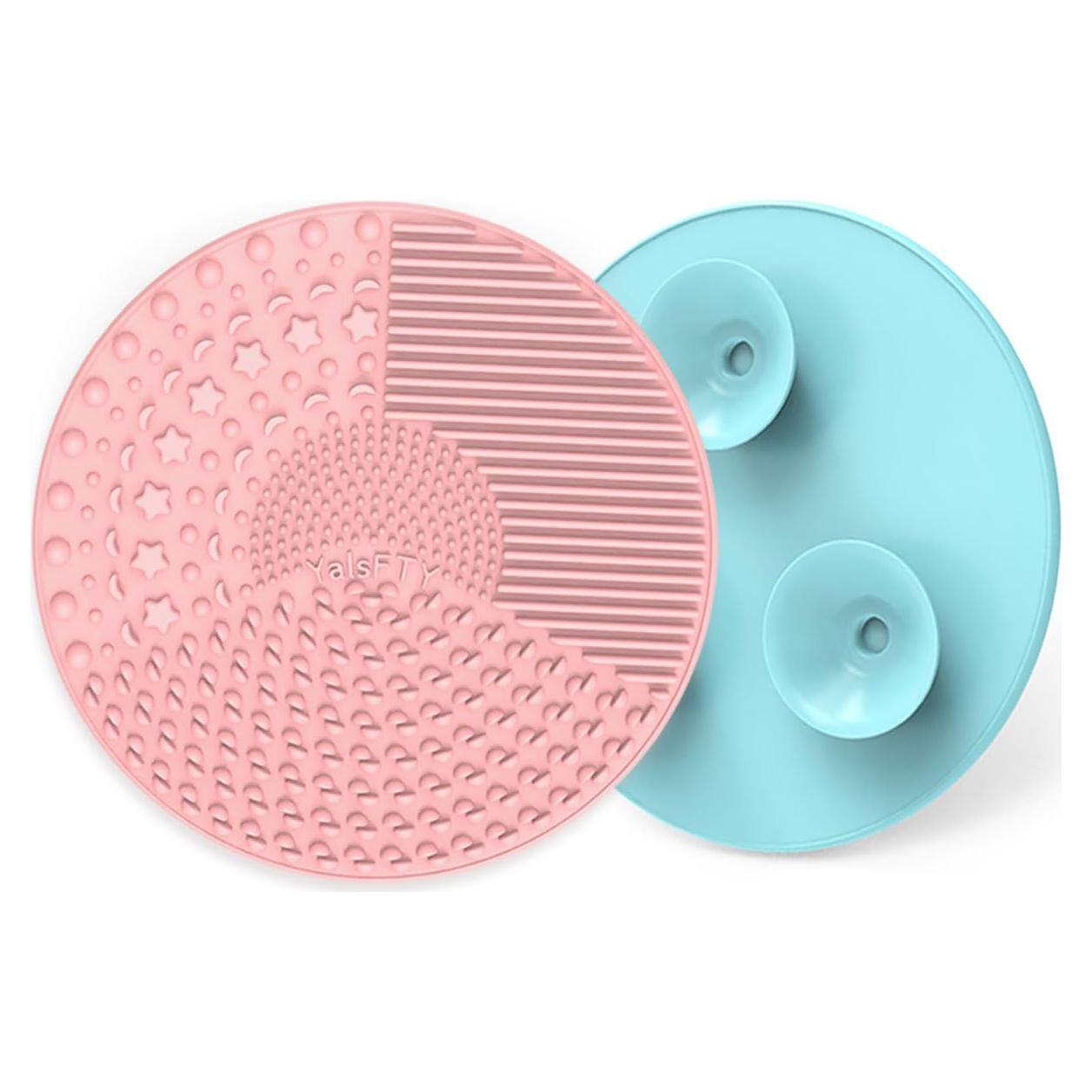 Set de 2 Alfombrillas Limpiadoras de Brochas Silicona Rosa/Azul