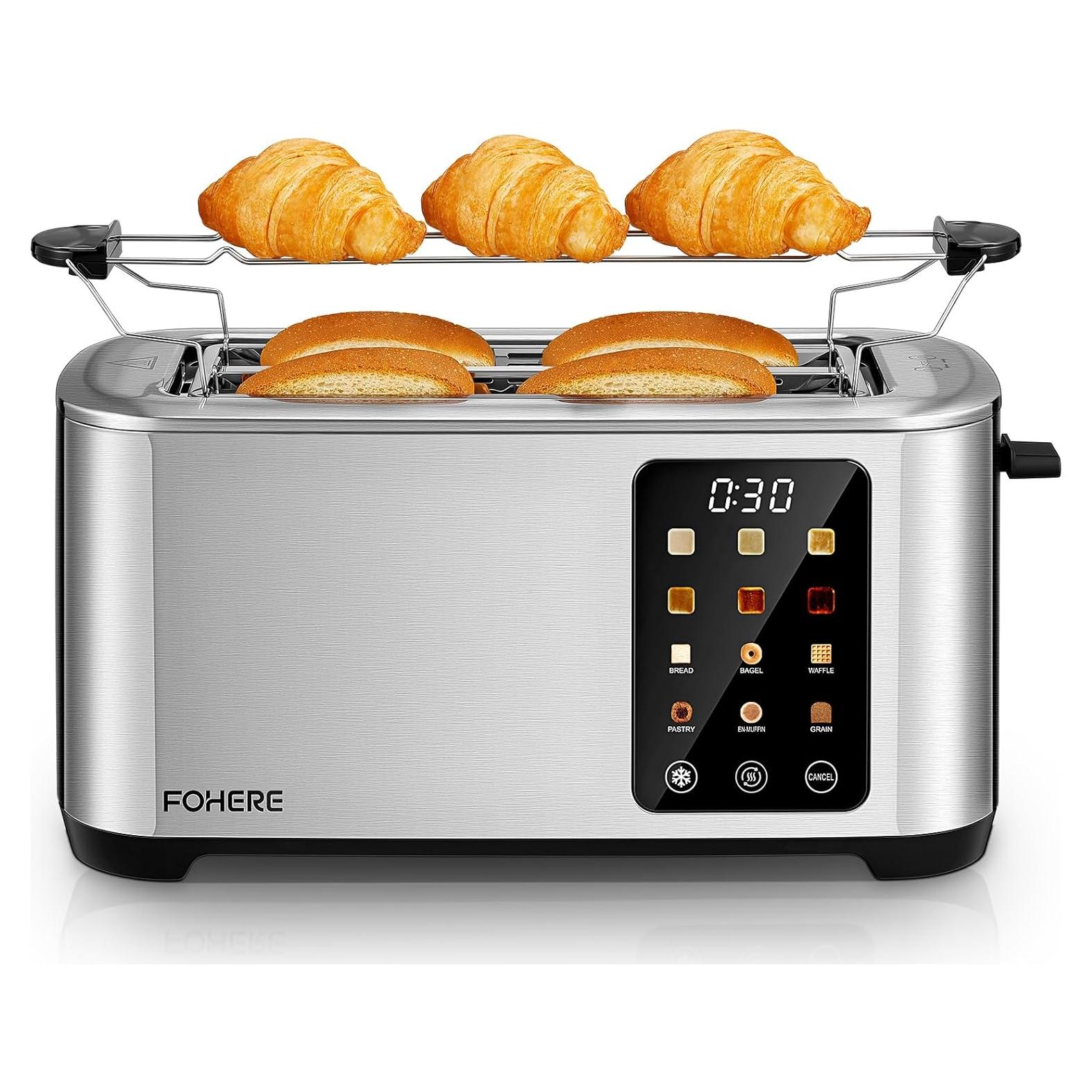 Tostadora Digital FOHERE de 4 Rebanadas Acero Inoxidable 1400W