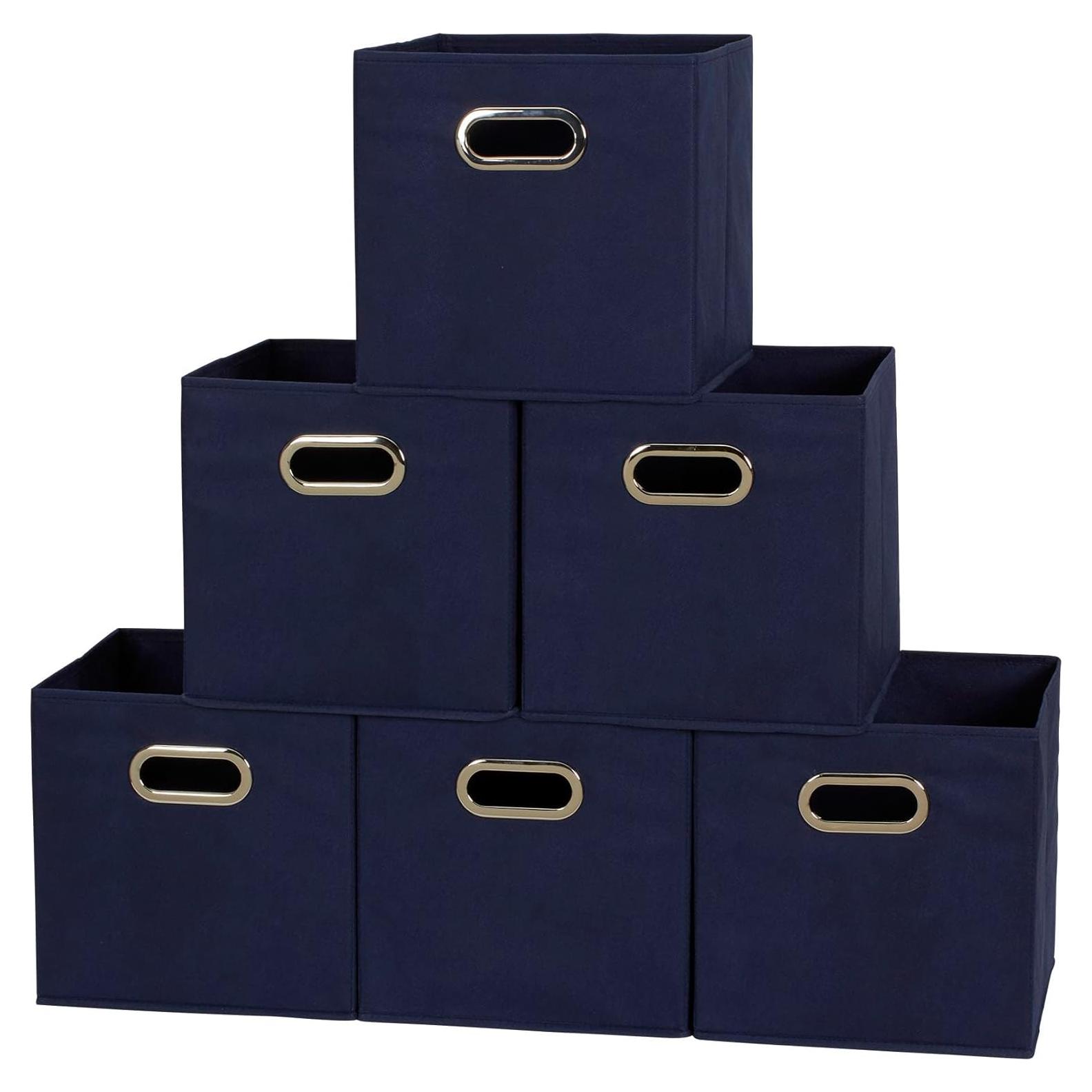Cajas de Almacenamiento Plegables Household Essentials 6 Pzas Azul Marino