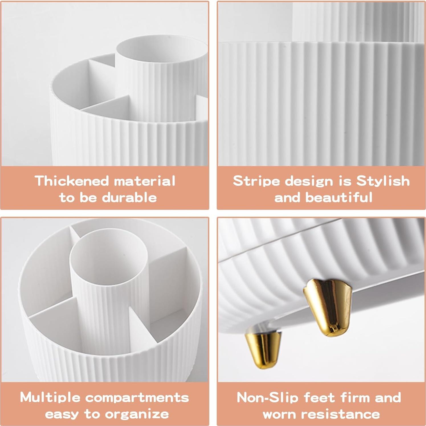 Organizador de Brochas de Maquillaje Rotatorio 360° fanado Blanco