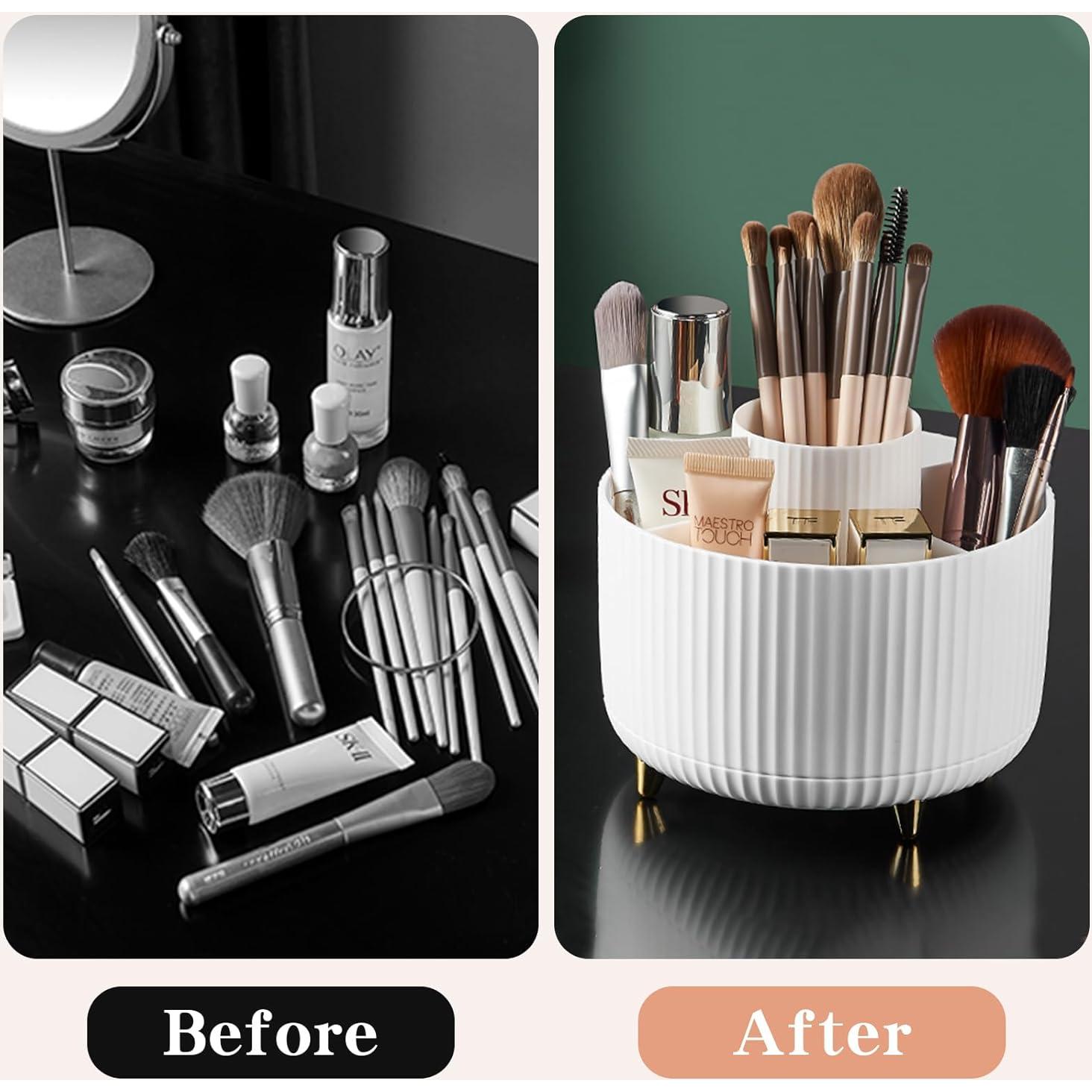 Organizador de Brochas de Maquillaje Rotatorio 360° fanado Blanco
