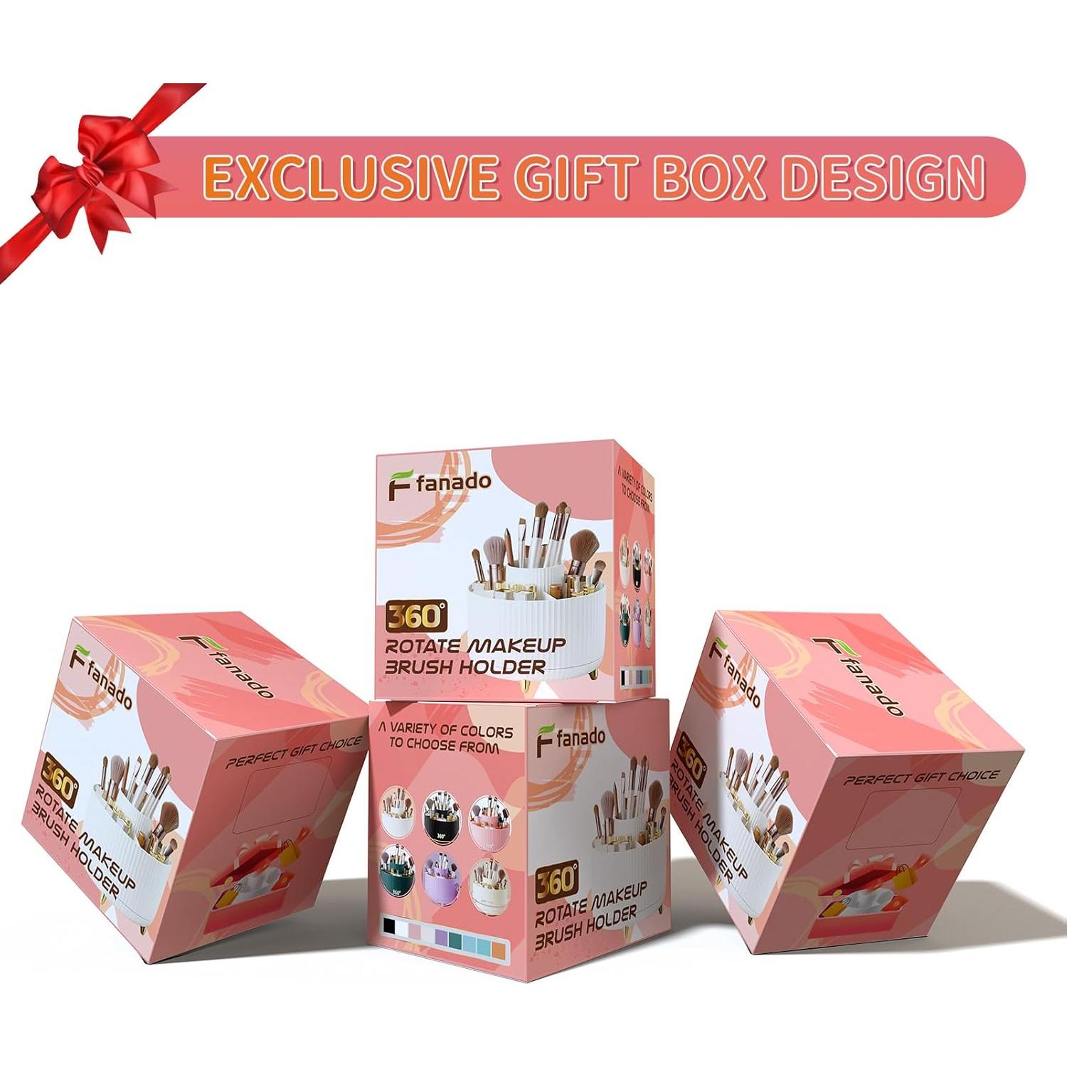 Organizador de Brochas de Maquillaje Rotatorio 360° fanado Blanco