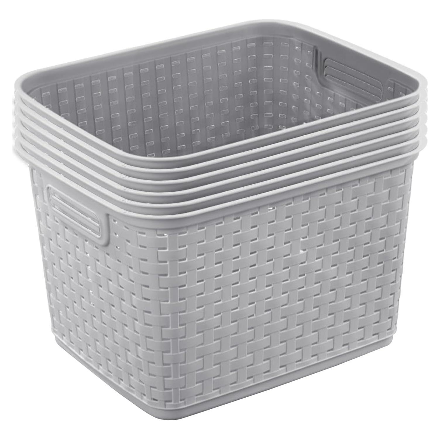 Cesta de Almacenamiento Sterilite 6 Paquetes Gris Cemento