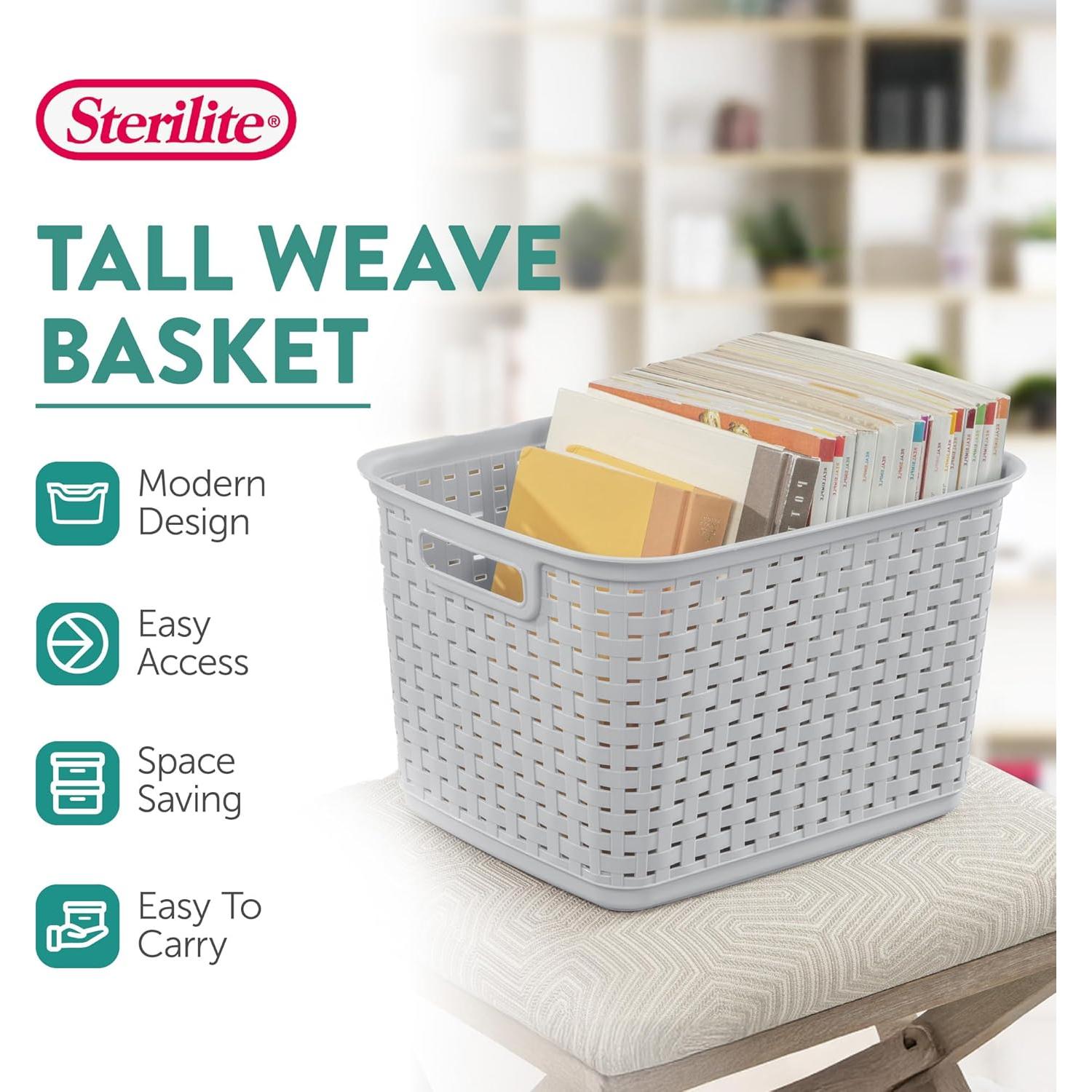 Cesta de Almacenamiento Sterilite 6 Paquetes Gris Cemento