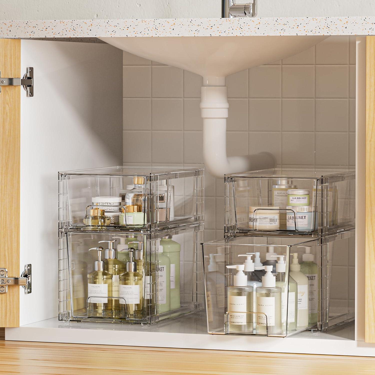 Cajones de Almacenamiento Apilables Vtopmart 4 Piezas Acrílico