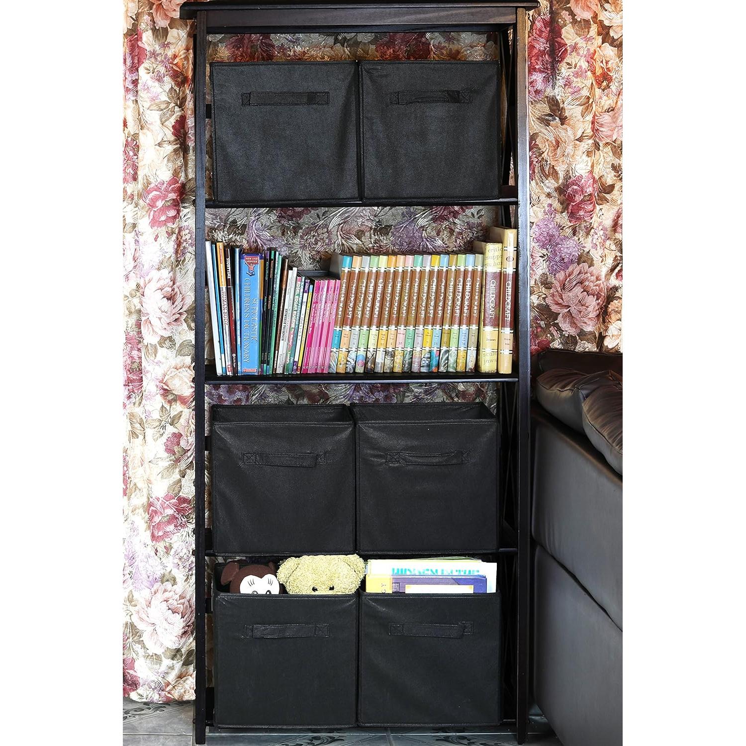 Cesta de Almacenamiento Plegable Simple Houseware Negra 6 Unidades