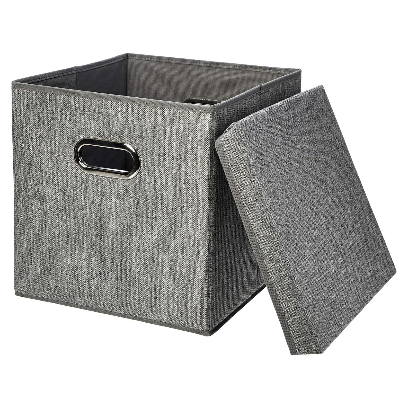 Cesta de Almacenamiento Plegable Amazon Basics 33 cm Gris - 2 Pzas