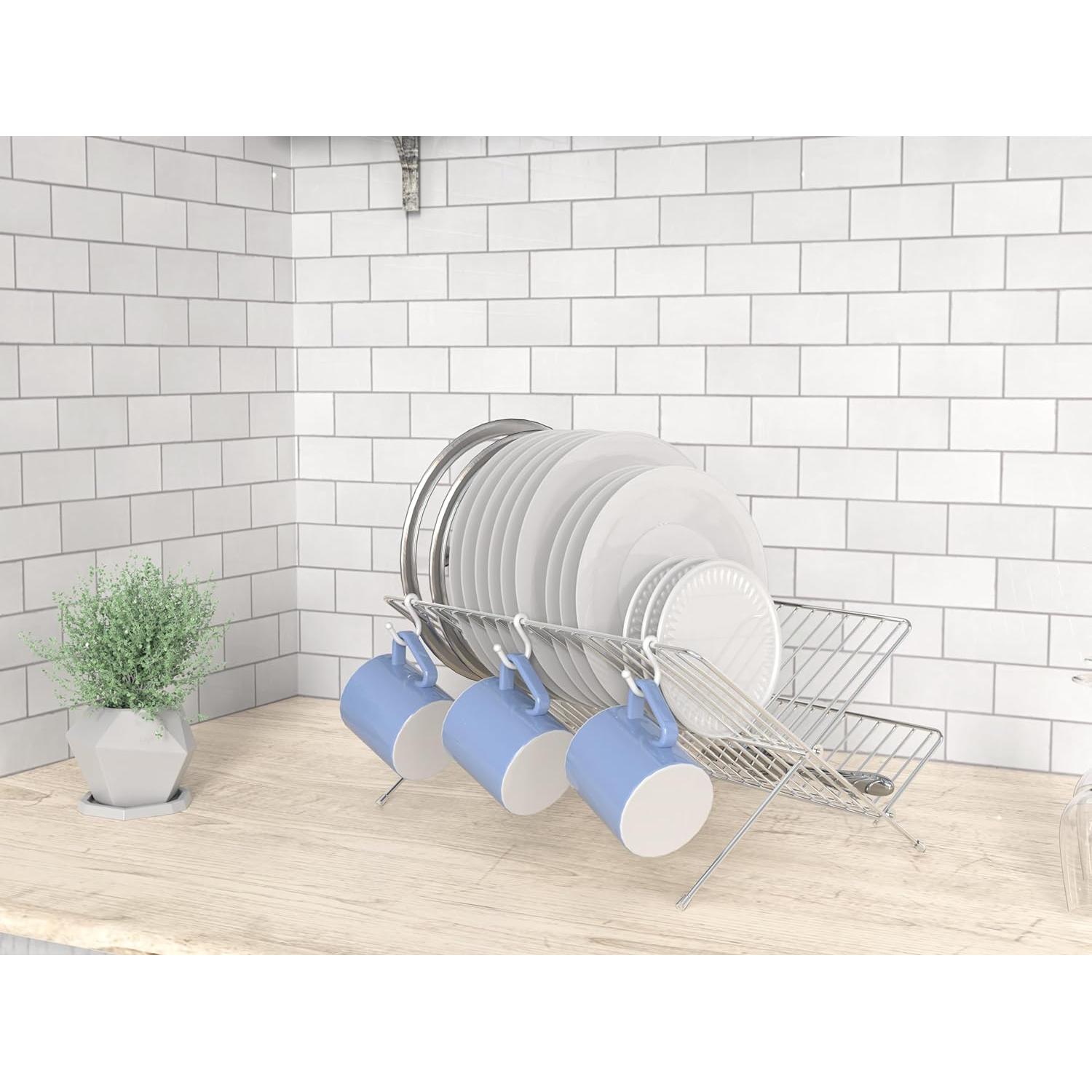 Soporte para Secar Platos Plegable Simple Houseware Cromo