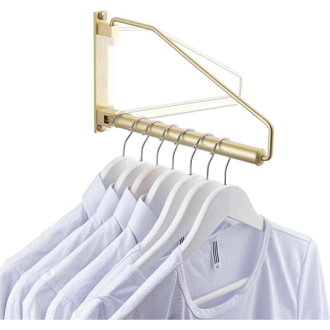 Perchero Plegable NEWRAIN Montado en Pared Latón Oro Cepillado