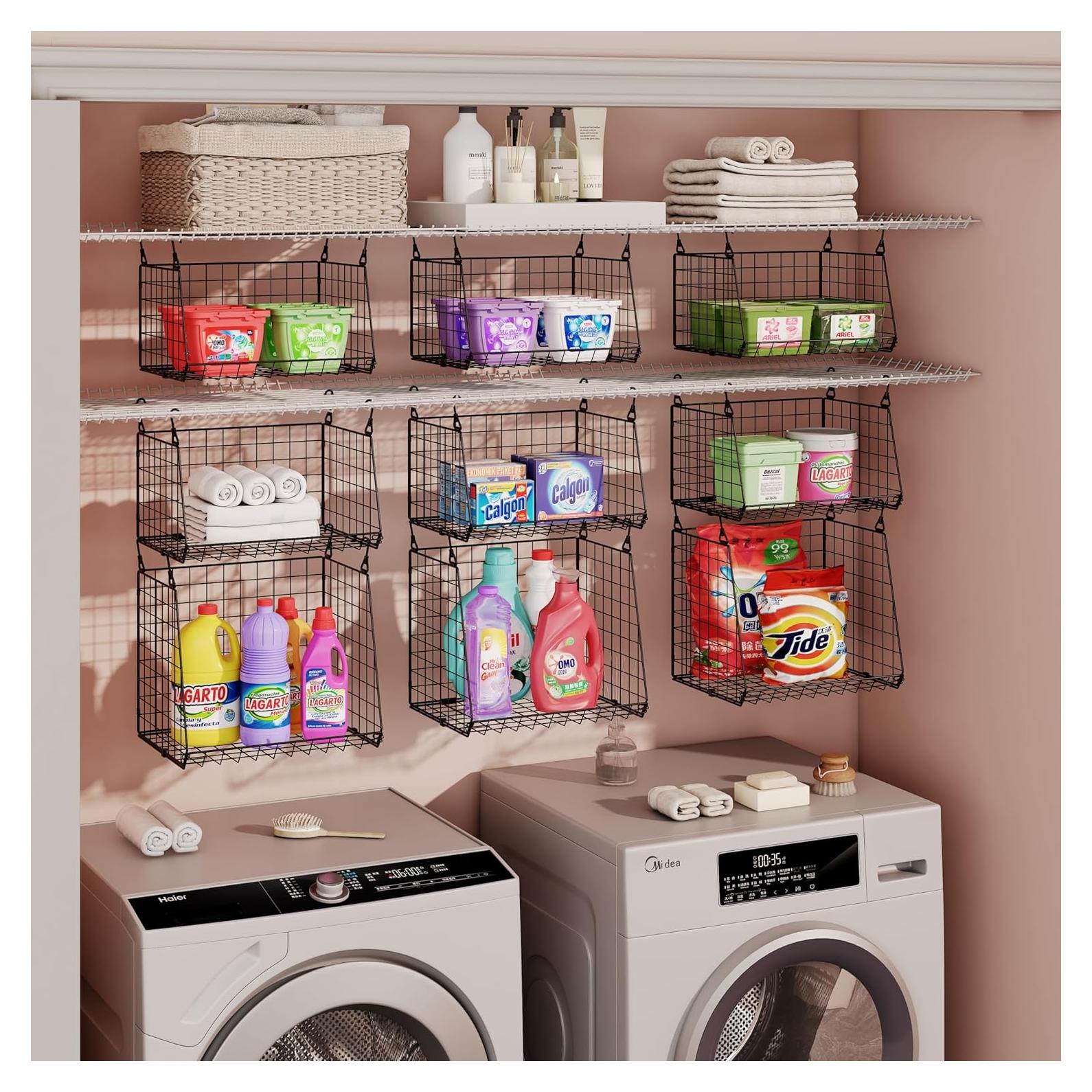 Organizador de Lavandería Colgante 4 Niveles Sonyabecca Metal Negro