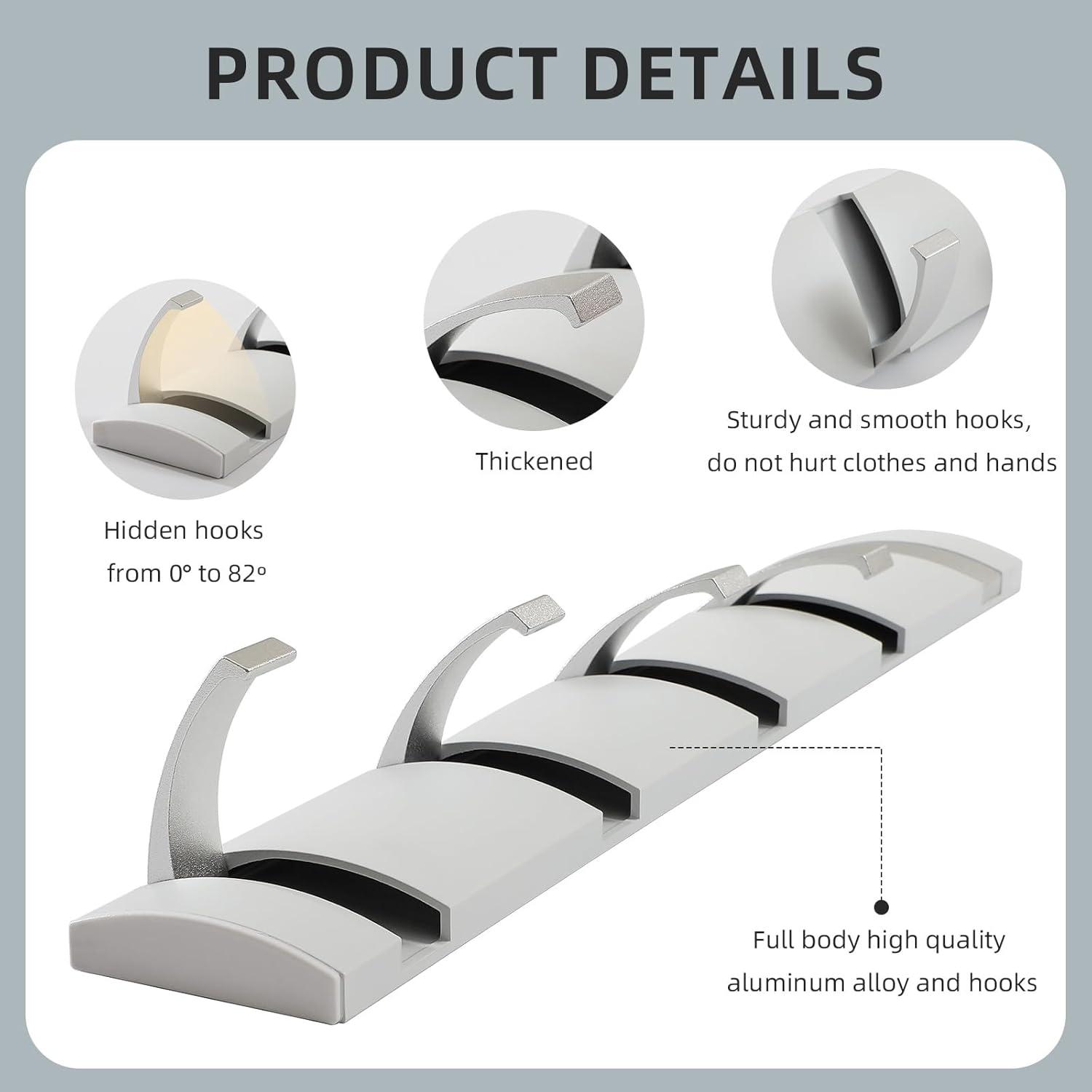 Perchero Plegable Cehold 2 Paquetes 5 Ganchos Blanco Plata