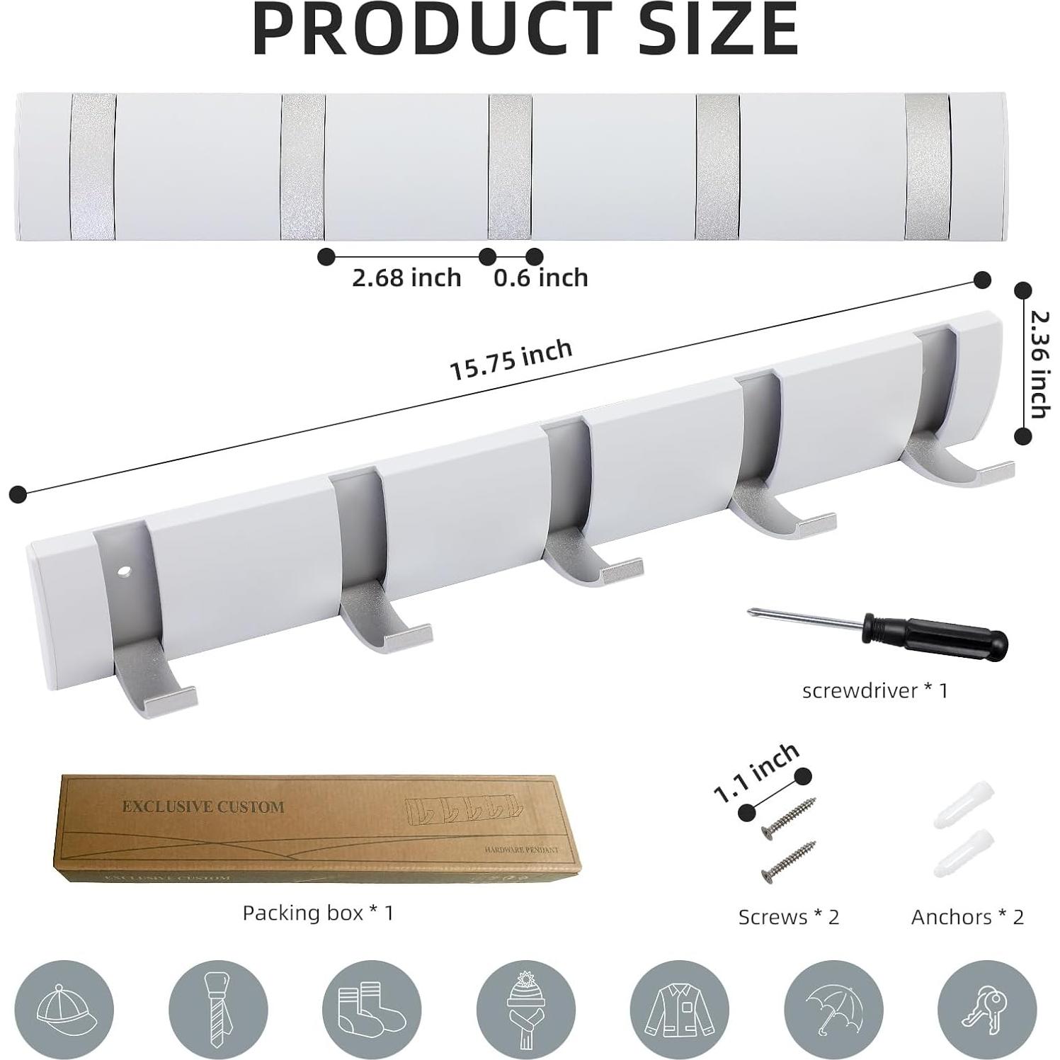 Perchero Plegable Cehold 2 Paquetes 5 Ganchos Blanco Plata