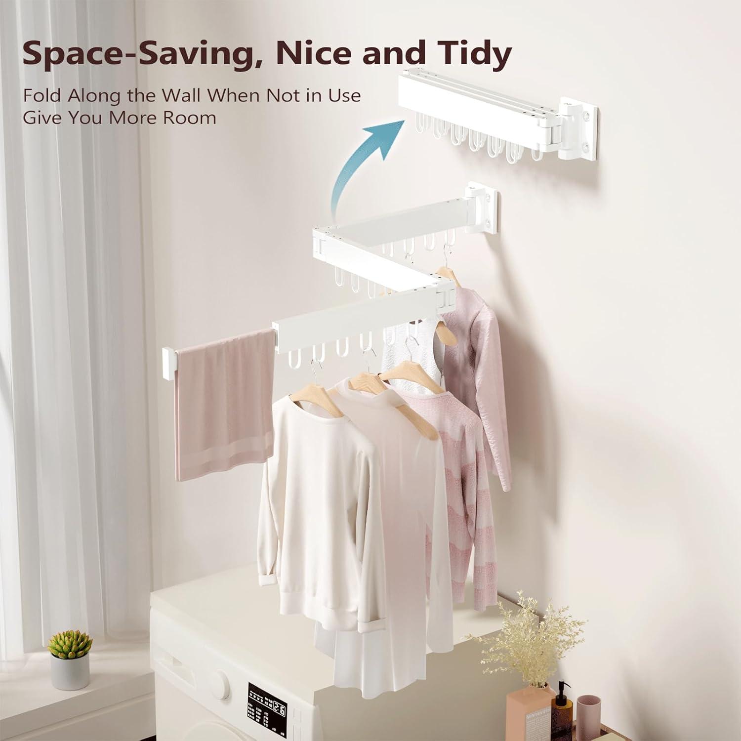 Perchero de Secado Plegable JAUREE Blanco 18 Ganchos