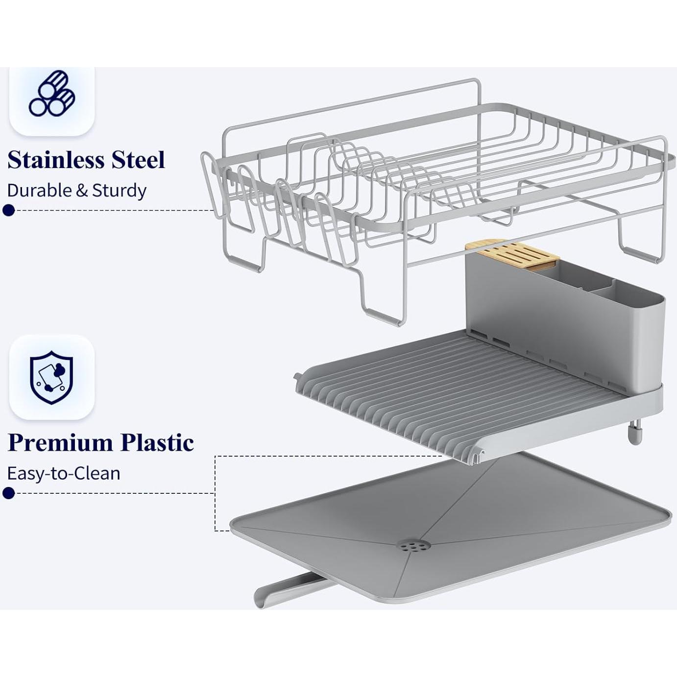 Estante Secar Platos Kitsure Expandible Gris 32,77x48,77 cm