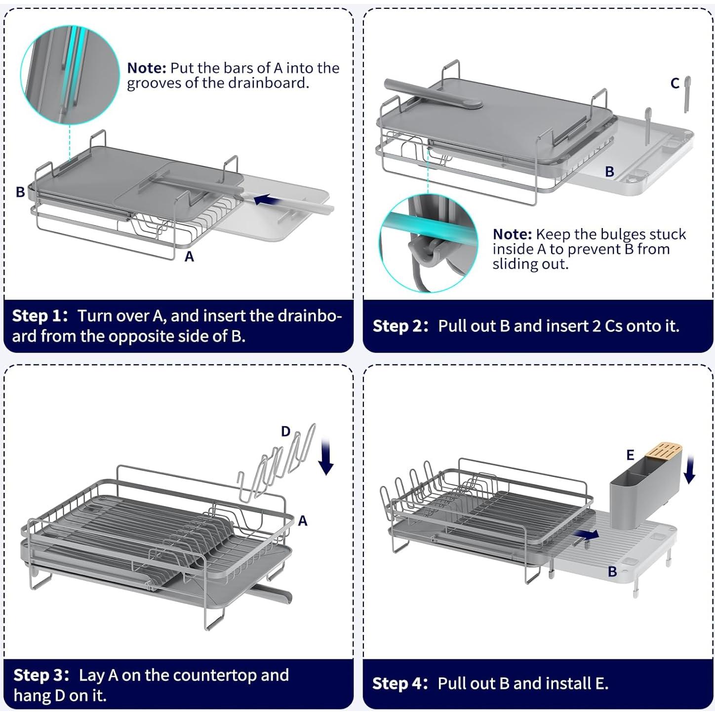 Estante Secar Platos Kitsure Expandible Gris 32,77x48,77 cm