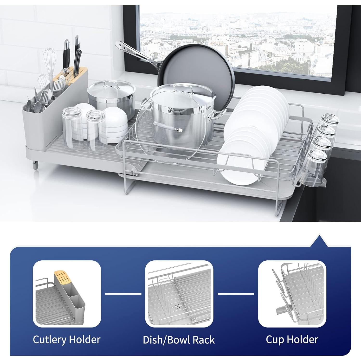 Estante Secar Platos Kitsure Expandible Gris 32,77x48,77 cm