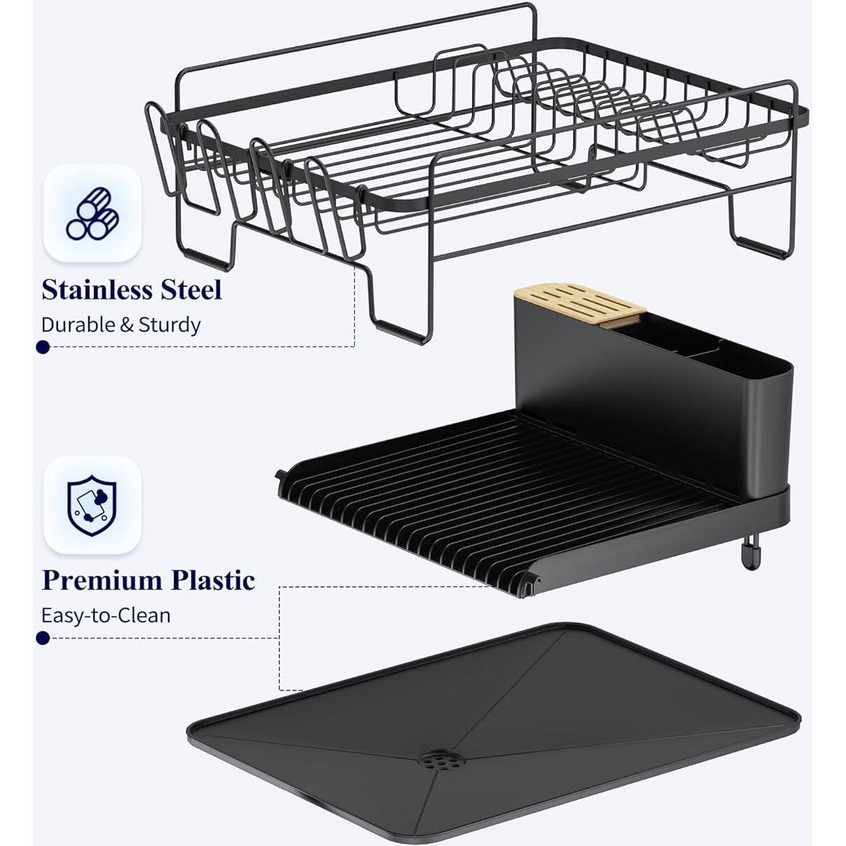 Estante Secar Platos Kitsure Extensible Negro 67.74x32.77 cm