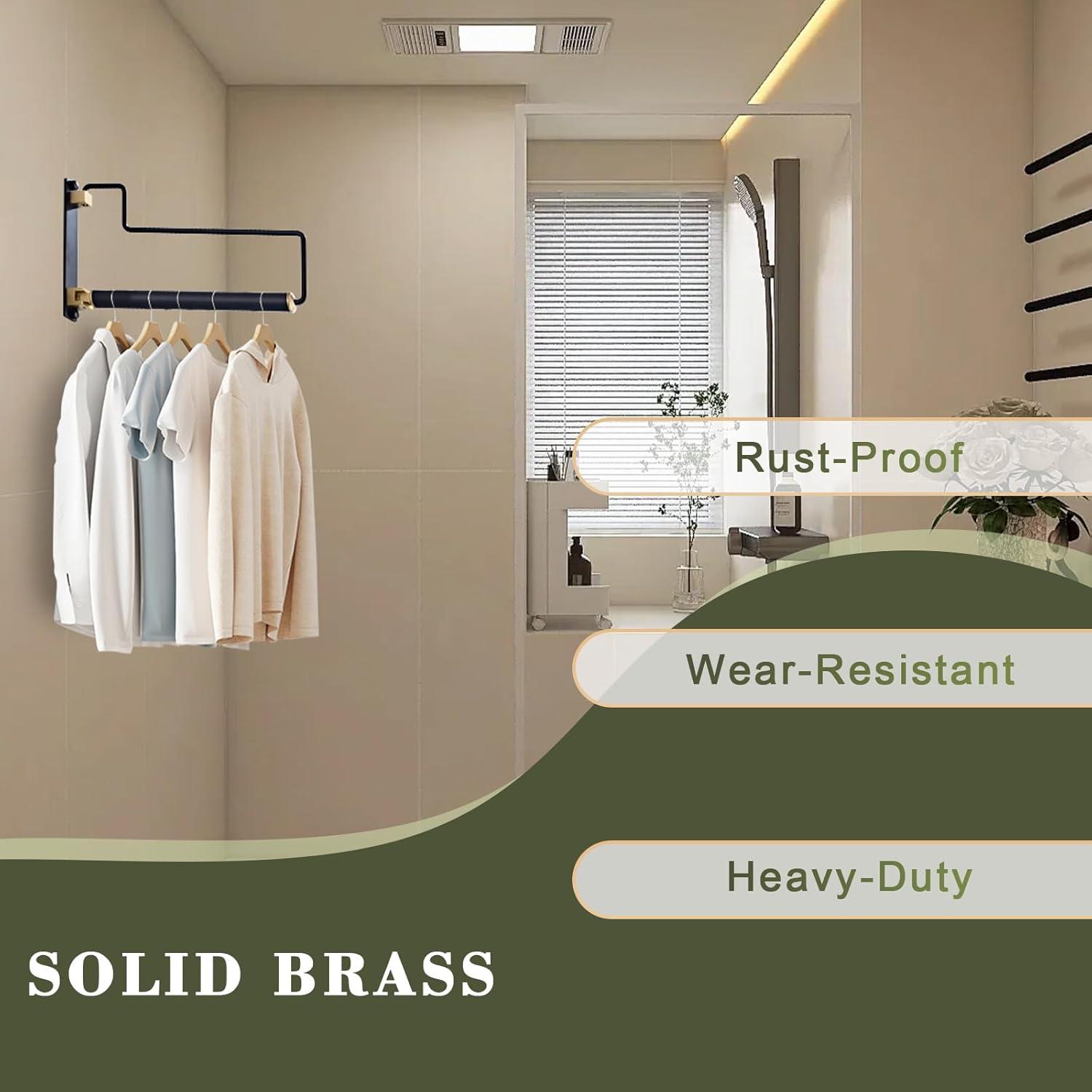 Perchero Plegable Montado en Pared NEWRAIN Negro 32 cm