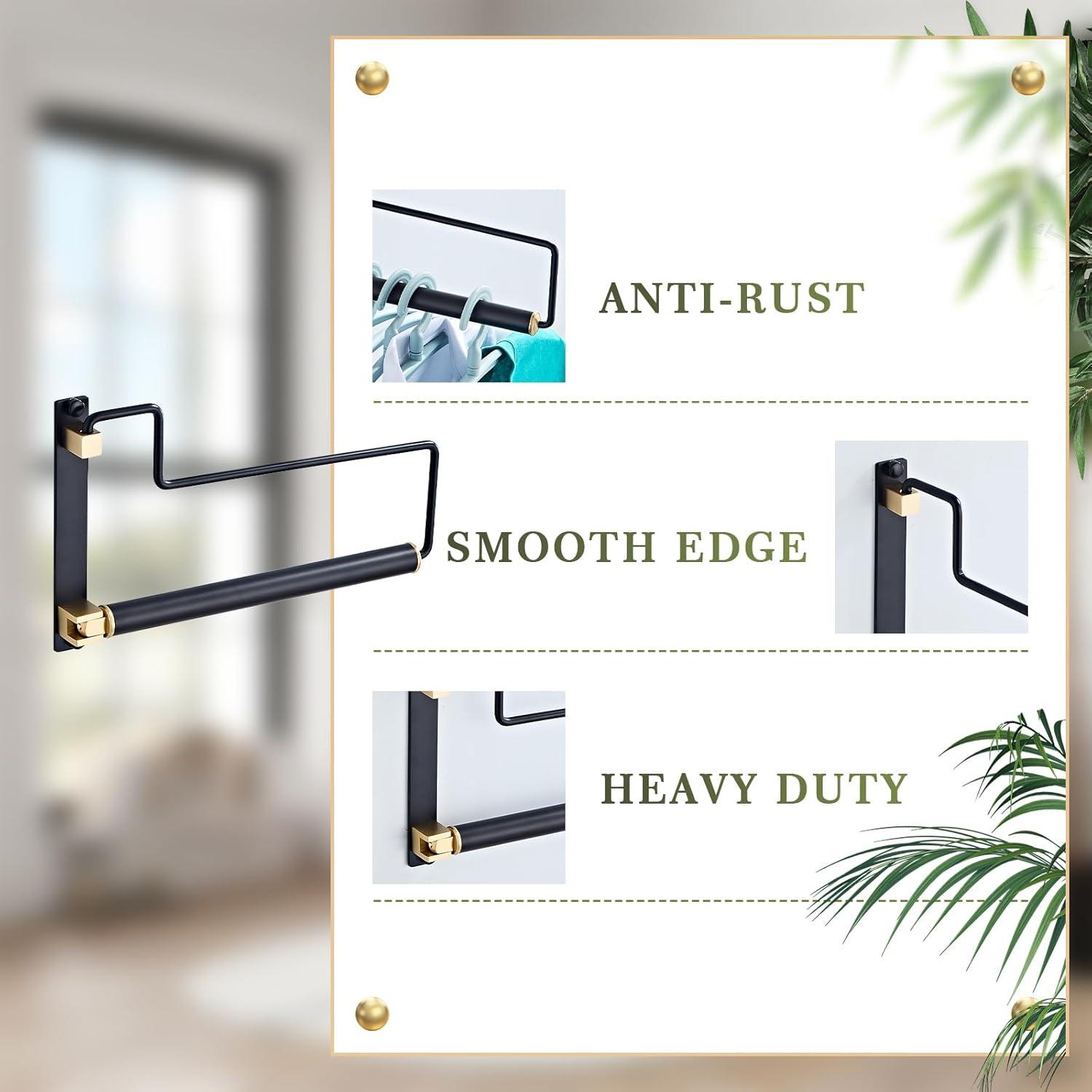 Perchero Plegable Montado en Pared NEWRAIN Negro 32 cm