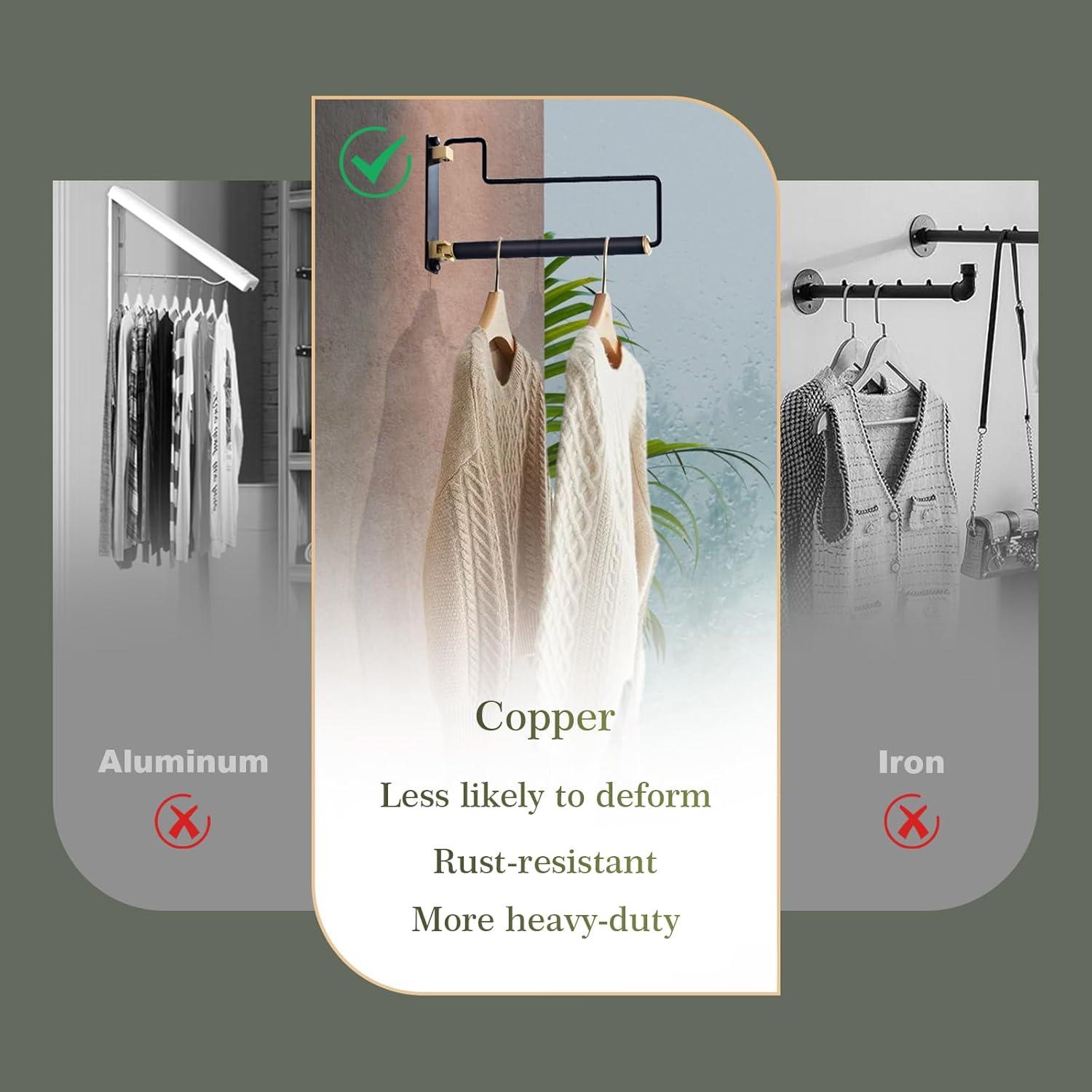 Perchero Plegable Montado en Pared NEWRAIN Negro 32 cm