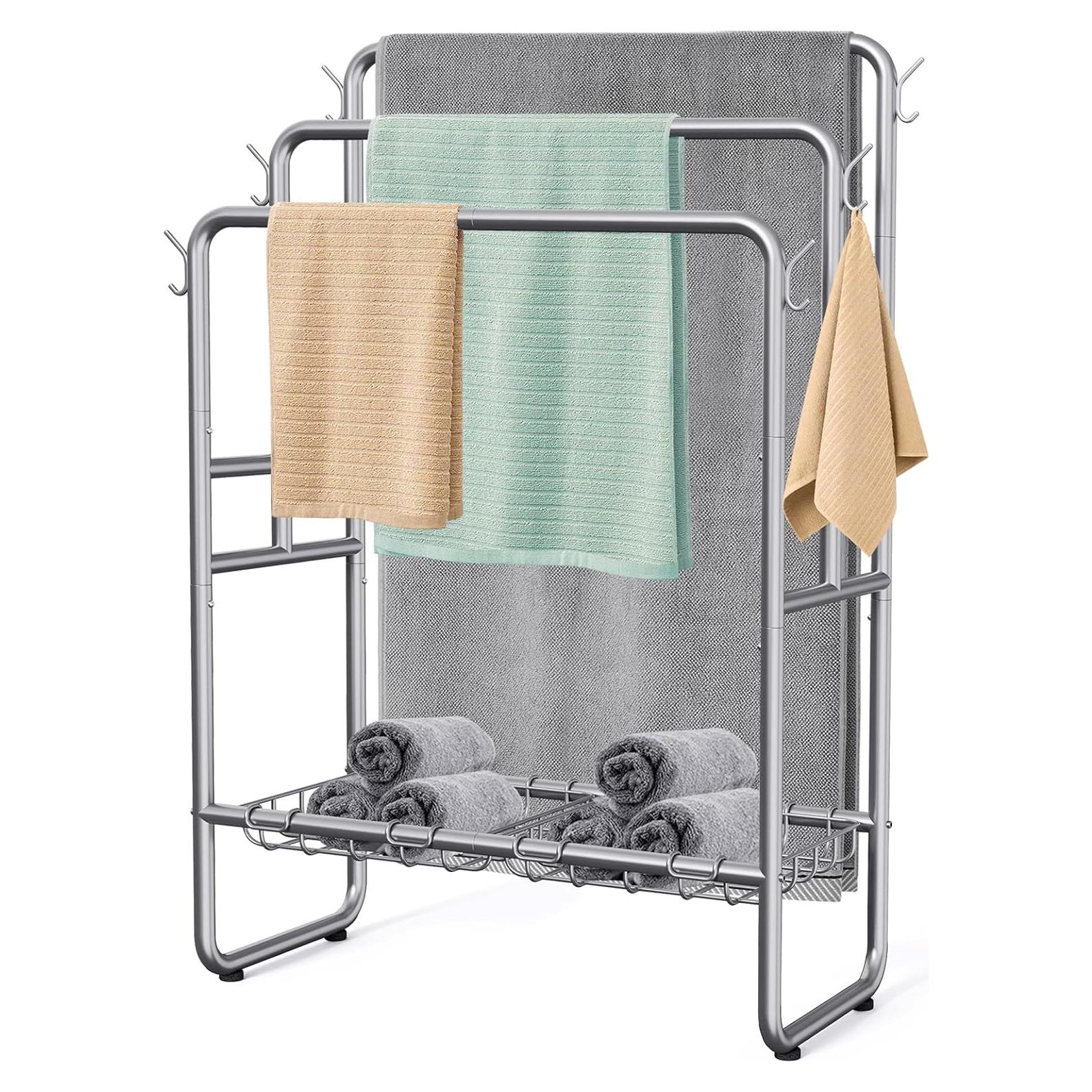 Soporte de Toallas de Pie Kayfia 3 Niveles 65 cm Gris