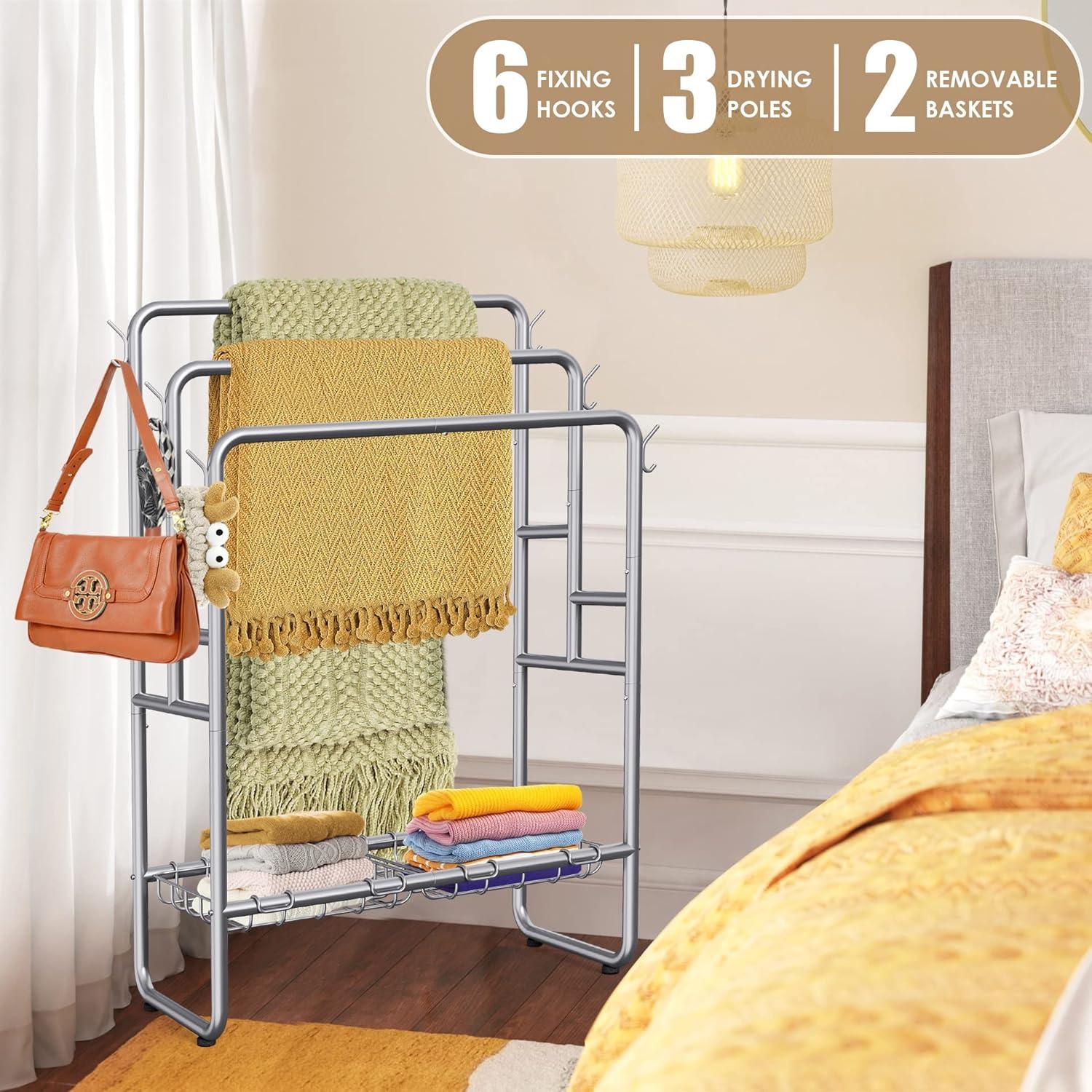 Soporte de Toallas de Pie Kayfia 3 Niveles 65 cm Gris