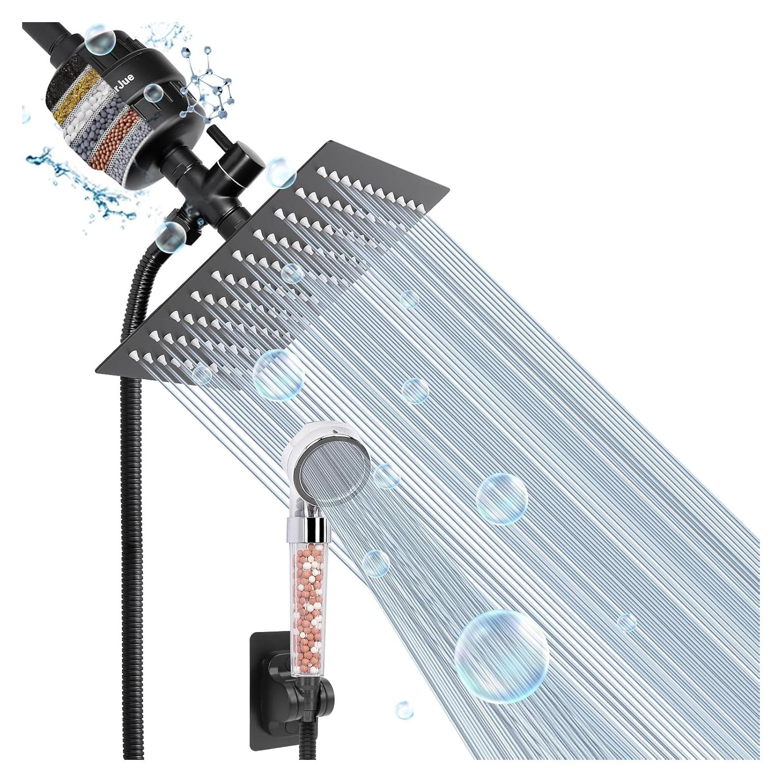 Cabezal de Ducha HarJue 20 cm Alta Presión con Filtro