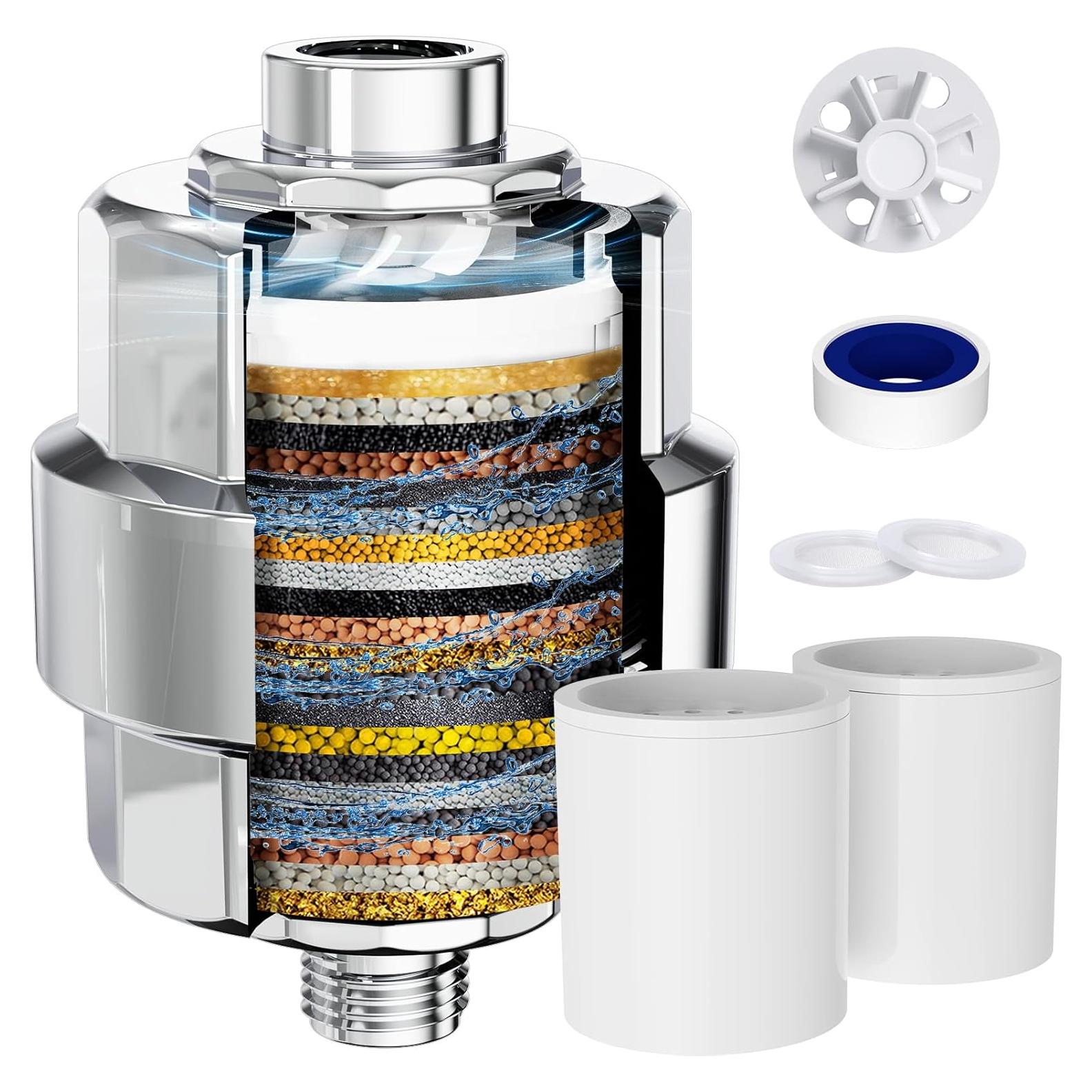 Filtro de Ducha EMBATHER 20 Etapas Cromo Pulido 2 Cartuchos