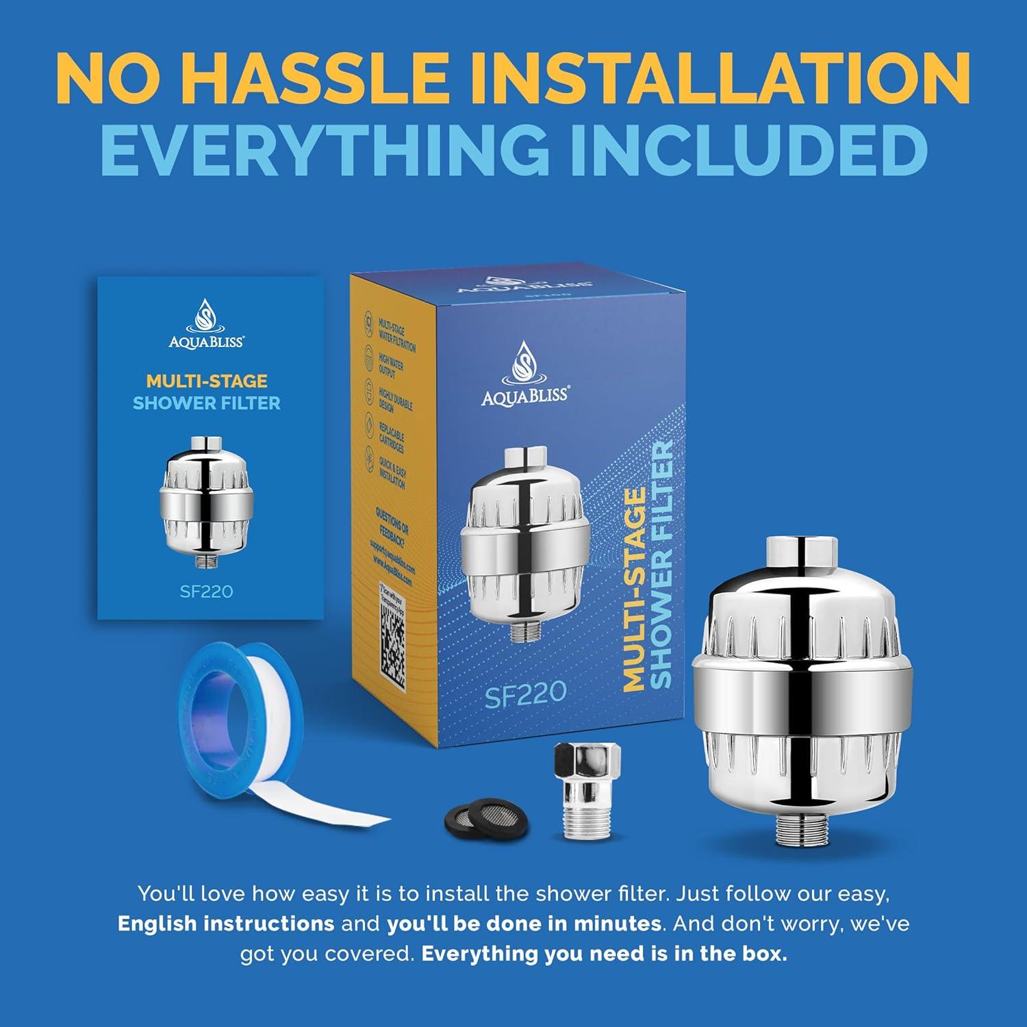 Filtro de Ducha AquaBliss SF220 Cromo - Reduce Cloro y Picazón