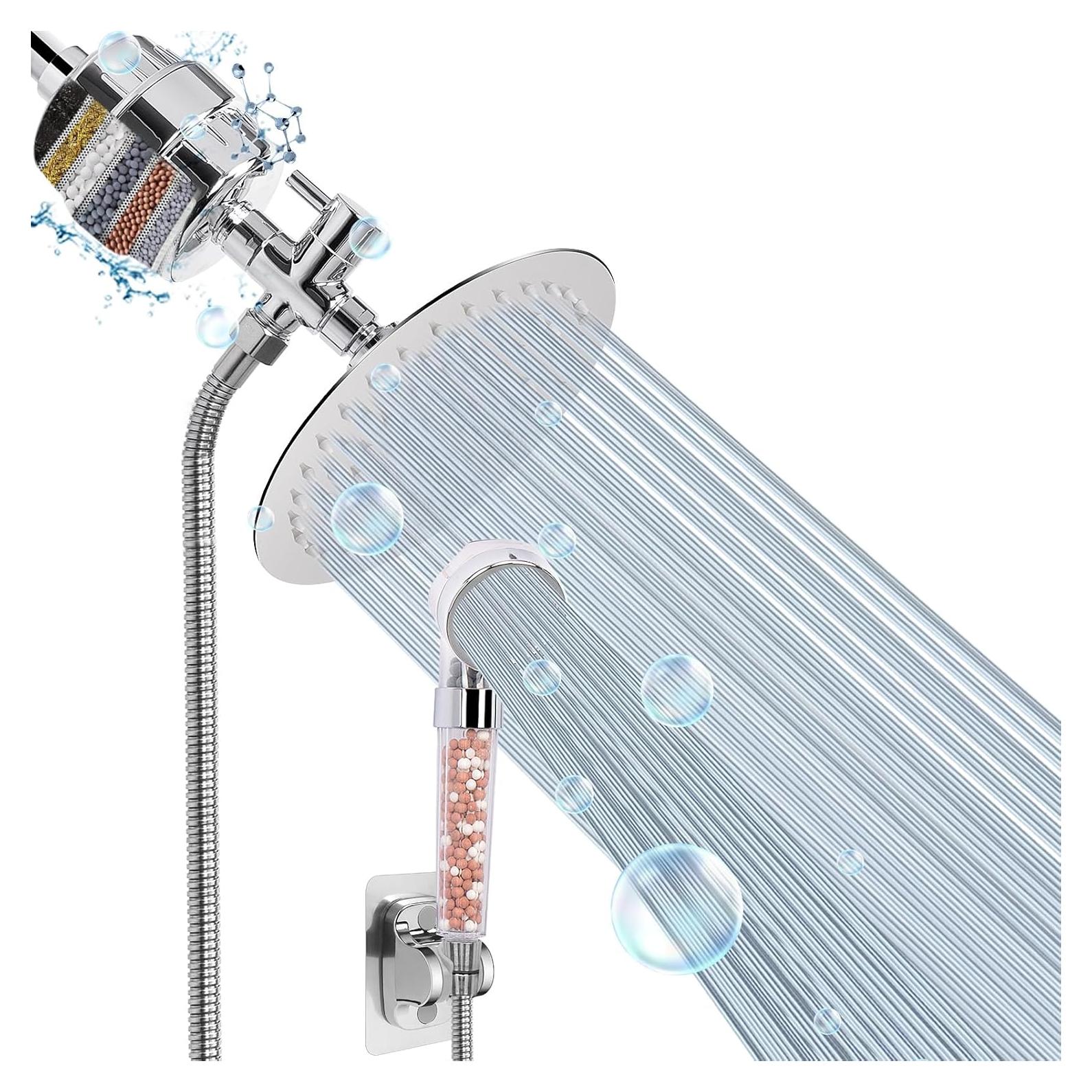 Cabezal de Ducha Filtrado HarJue 20 cm Alta Presión Cromo
