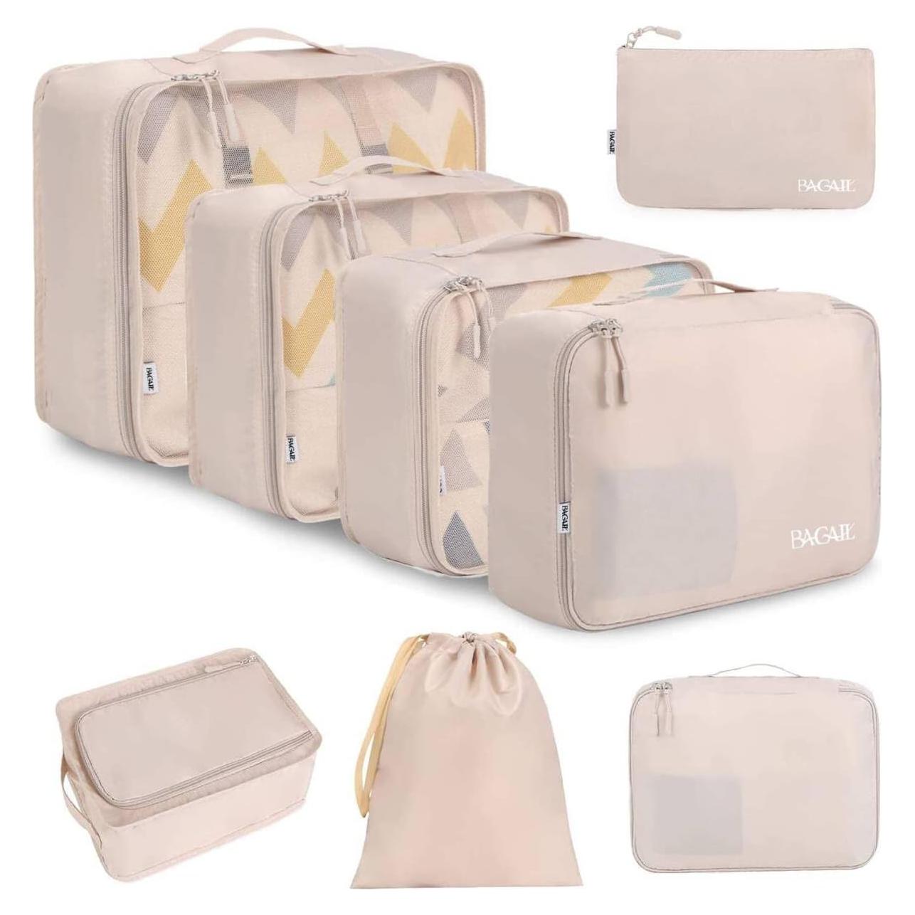 Cubos de Empaque BAGAIL 8 Set Organizador Viaje Crema