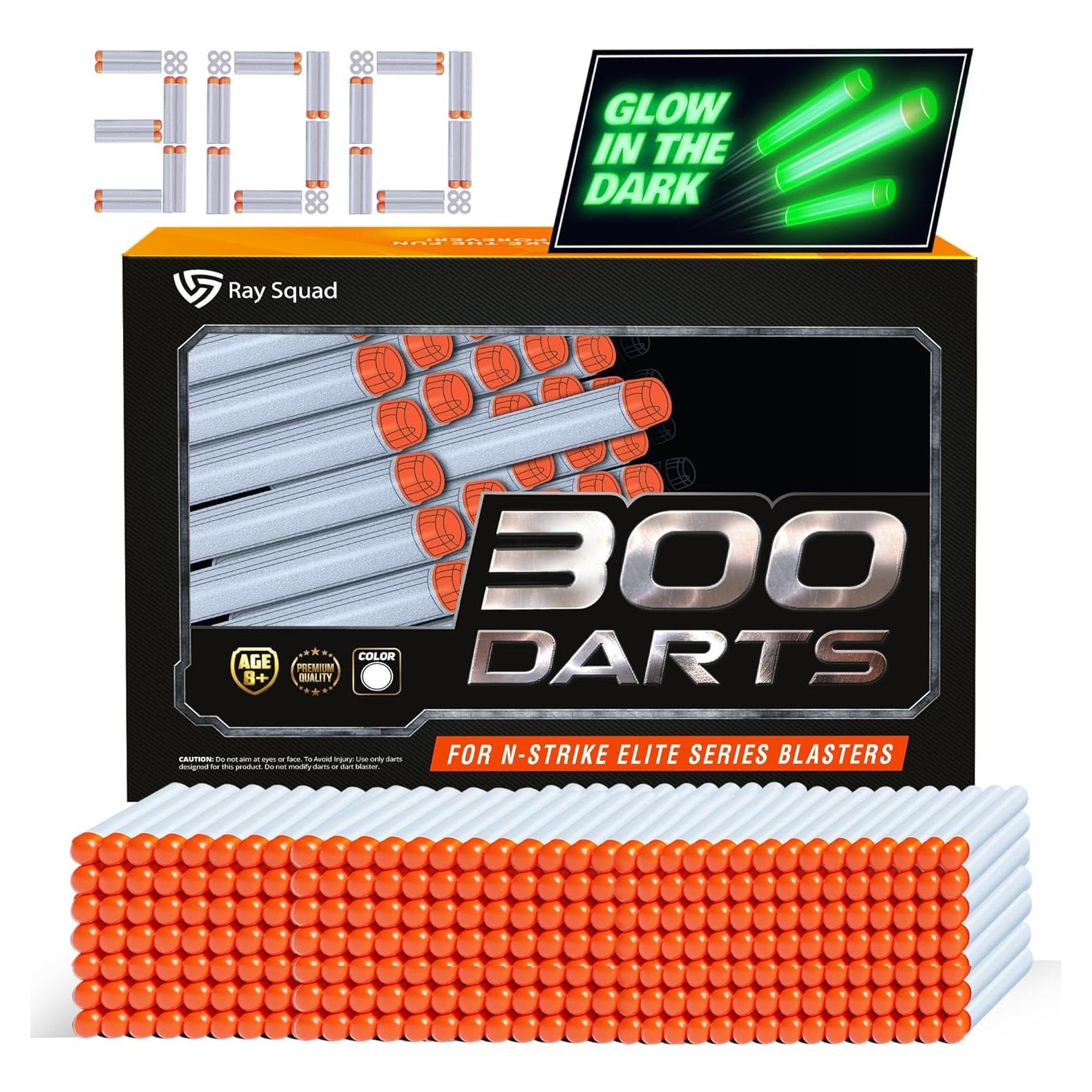 Dardos de Espuma Ray Squad 300 Piezas Brillan en la Oscuridad