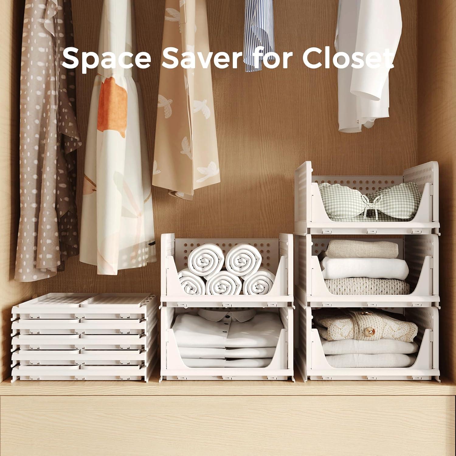 Cesta de Almacenamiento Plástica Apilable Pinkpum 4 Pzas