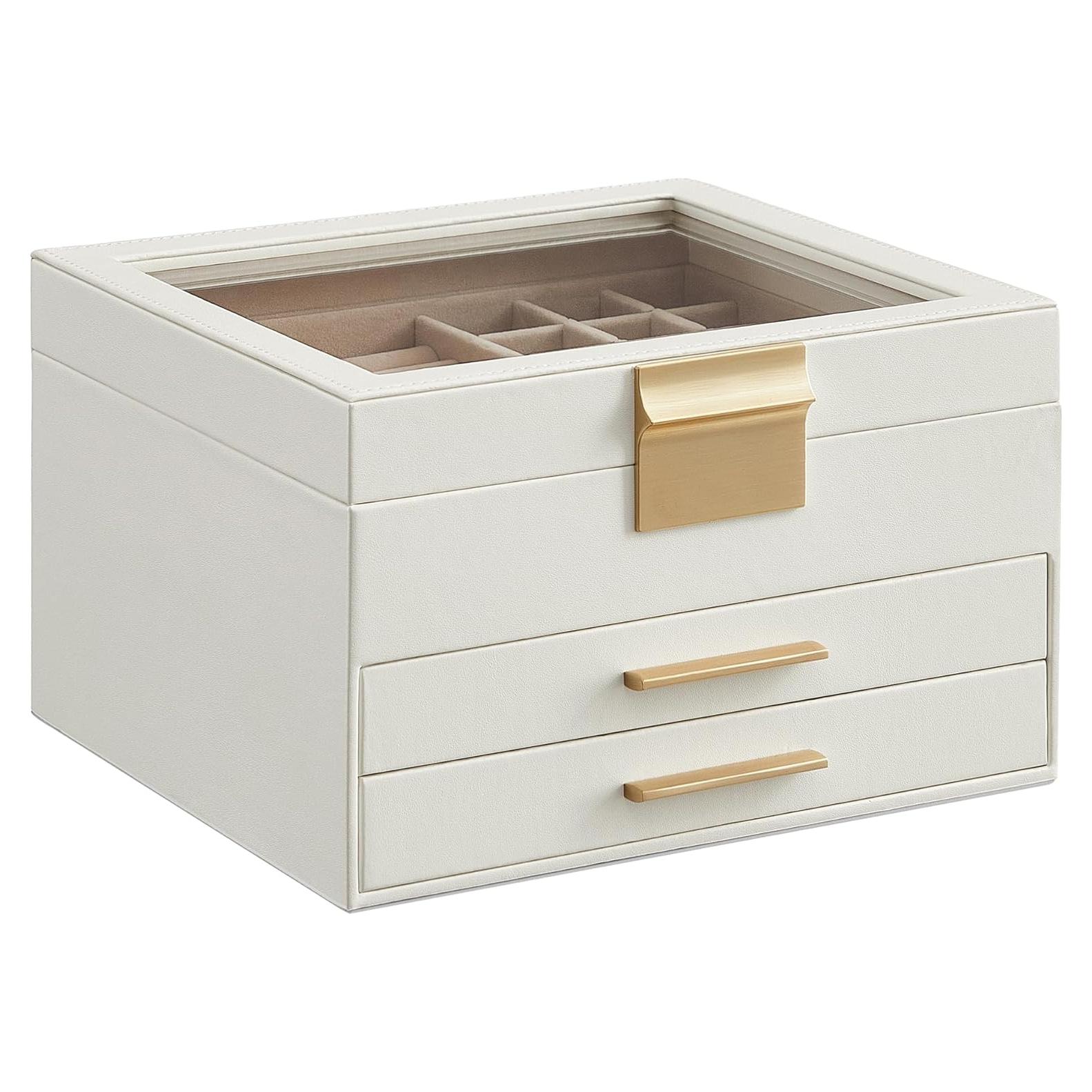 Organizador de Joyas SONGMICS 3 Capas Blanco Nube y Dorado