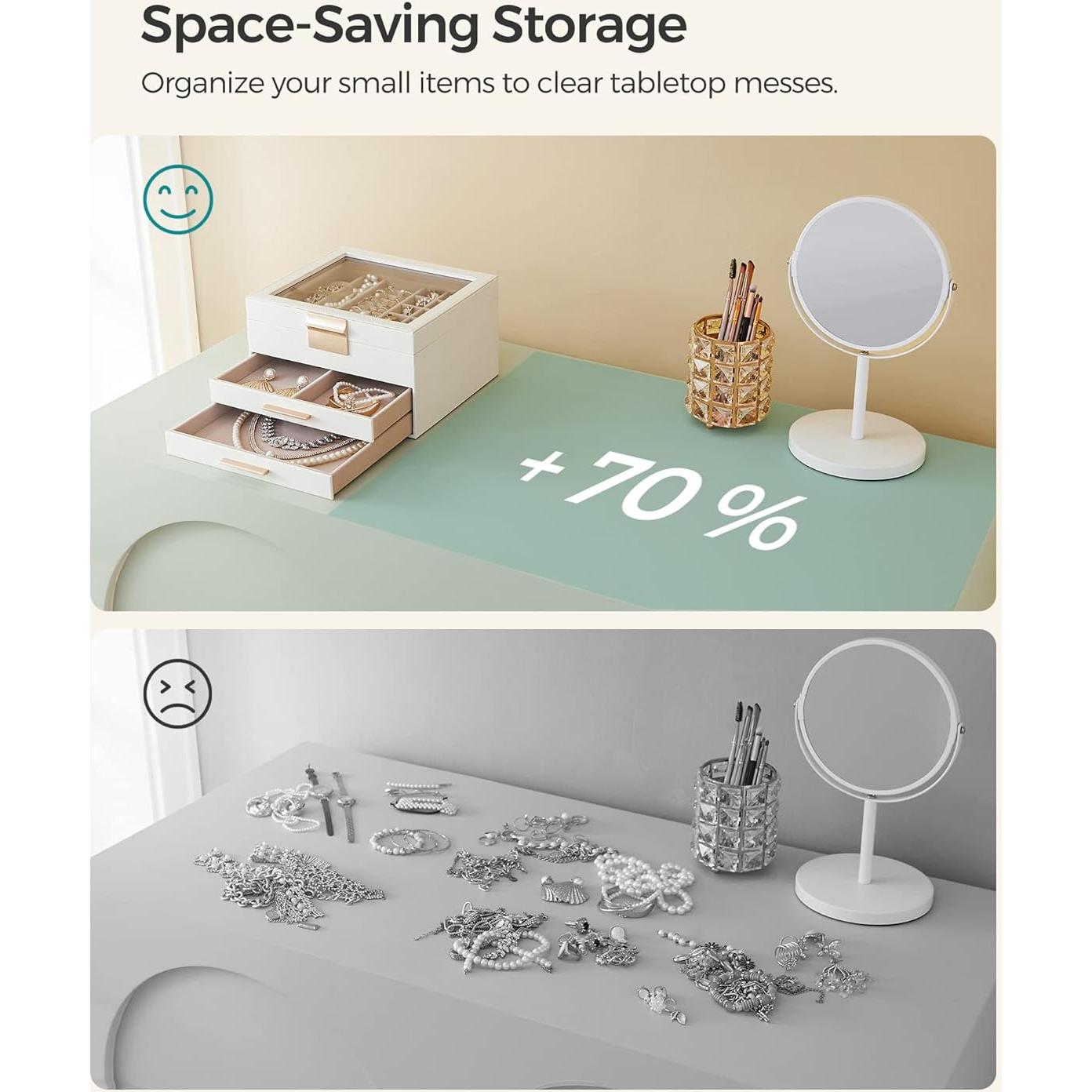 Organizador de Joyas SONGMICS 3 Capas Blanco Nube y Dorado