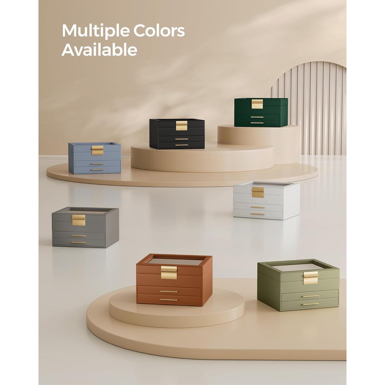 Organizador de Joyas SONGMICS 3 Capas Blanco Nube y Dorado