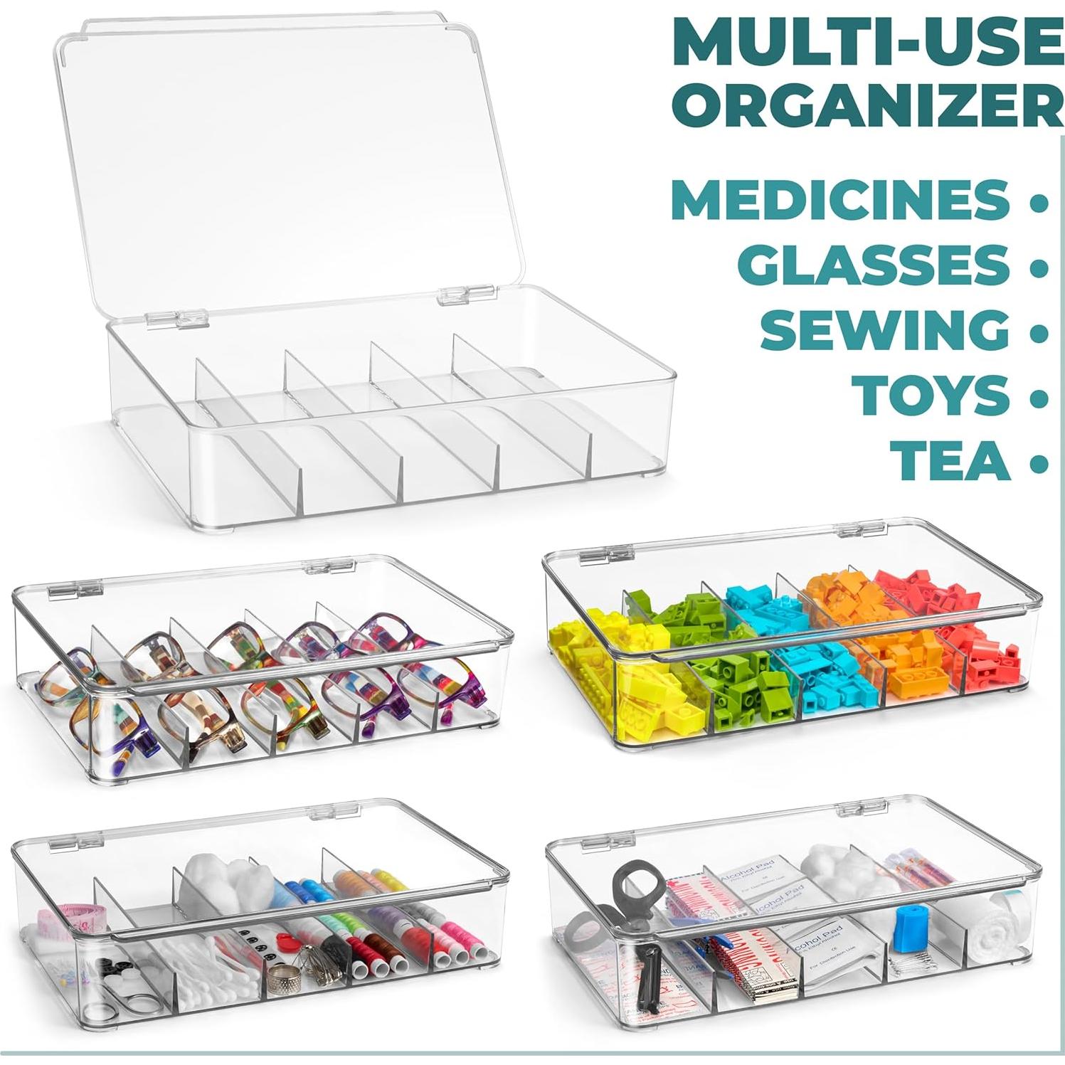 Organizador de Gafas Sorbus - Estuche Apilable Acrílico 5 Compartimentos