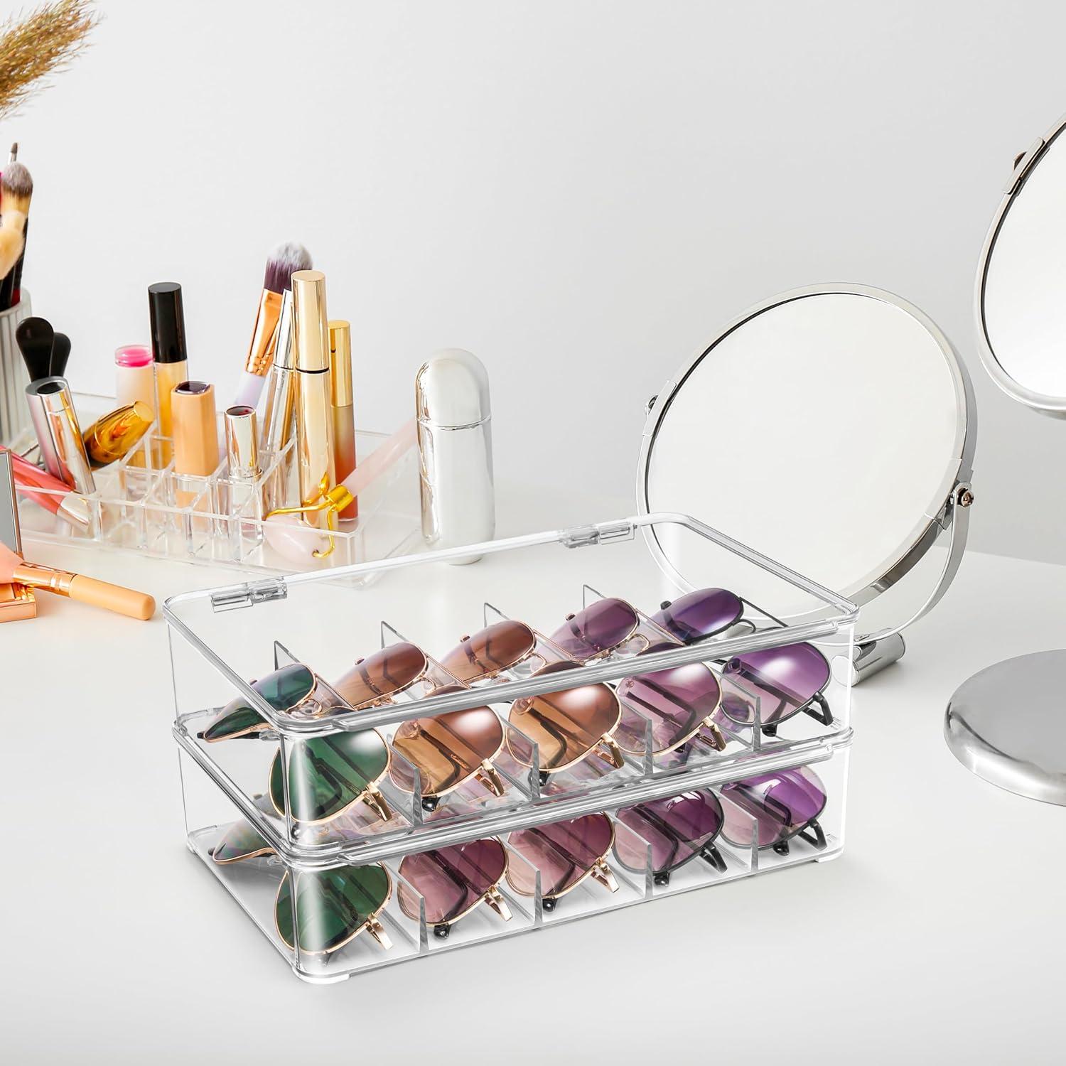 Organizador de Gafas Sorbus - Estuche Apilable Acrílico 5 Compartimentos