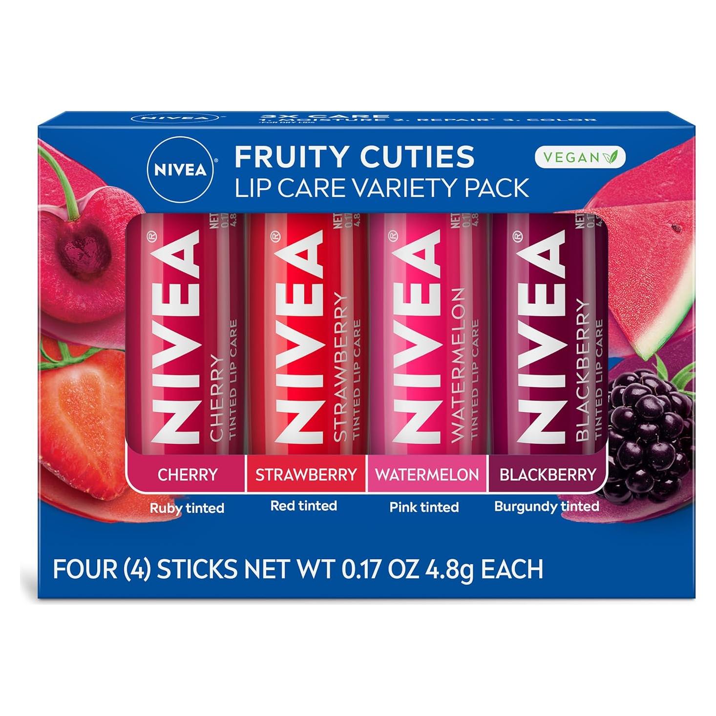 Bálsamo Labial Tinte Frutal NIVEA Paquete de 4 Sabores