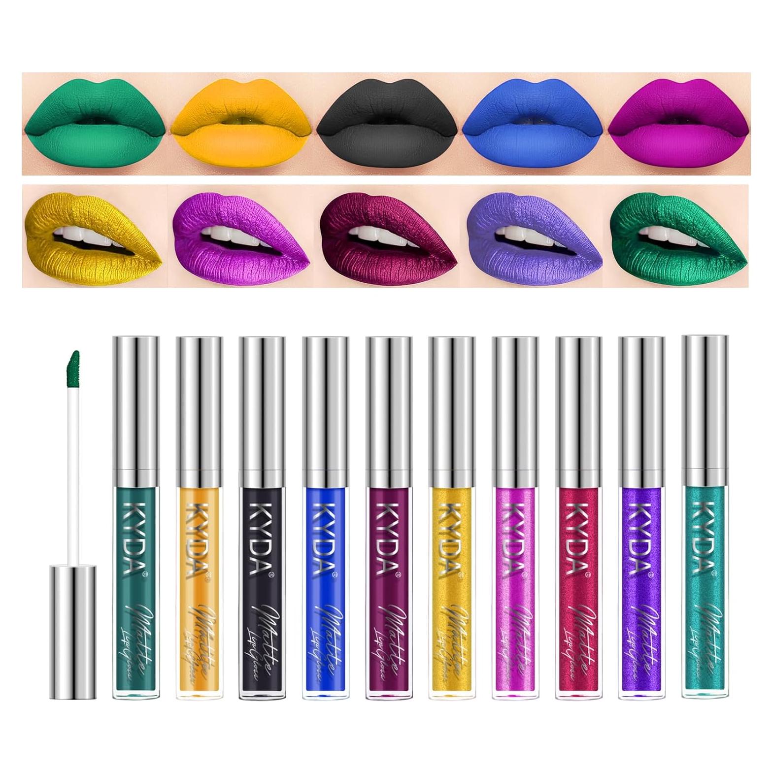 Set de 10 Pintalabios Mate y Brillo KYDA - Alta Pigmentación