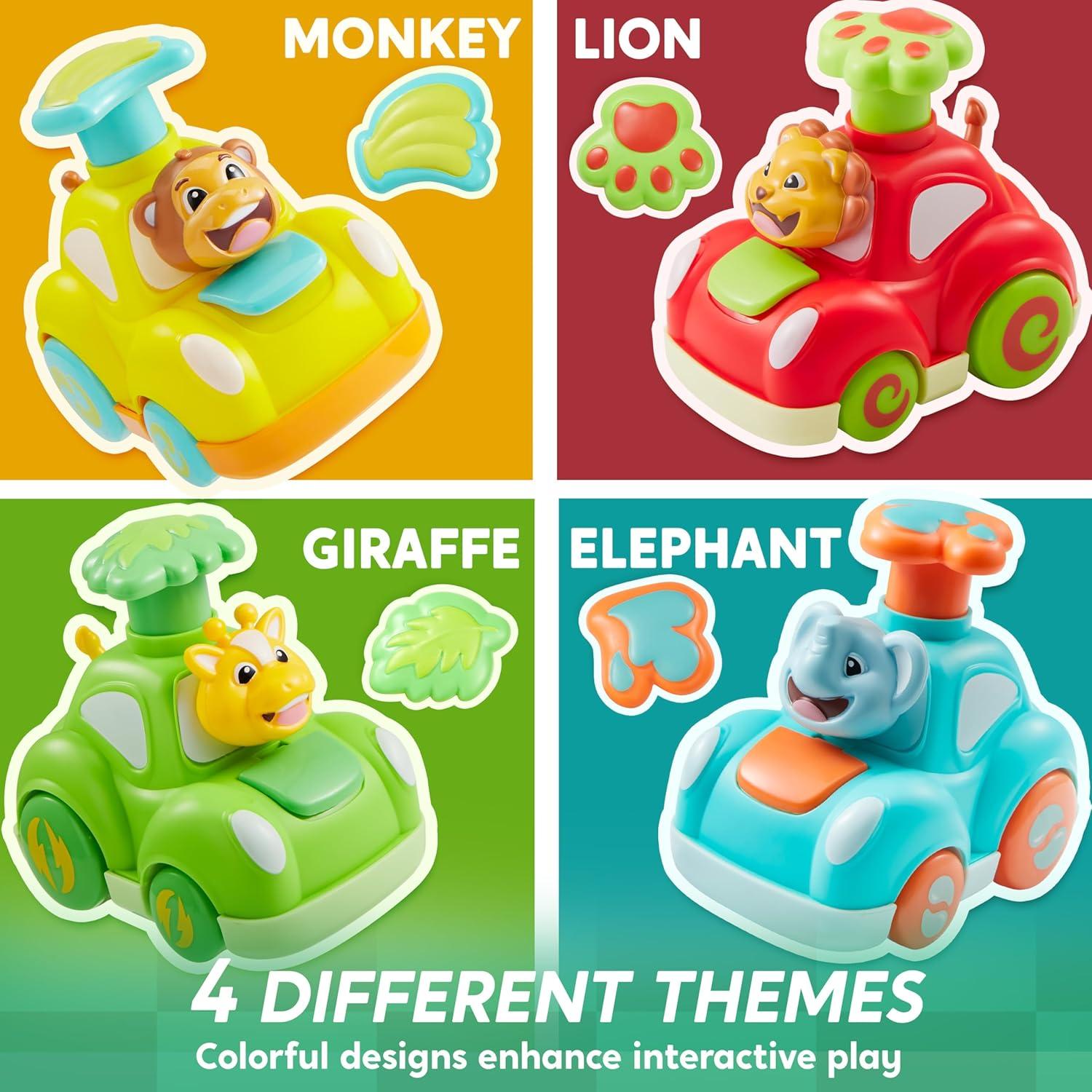 Coches de Juguete Animales Joyin - Elefante, Mono, Jirafa, León