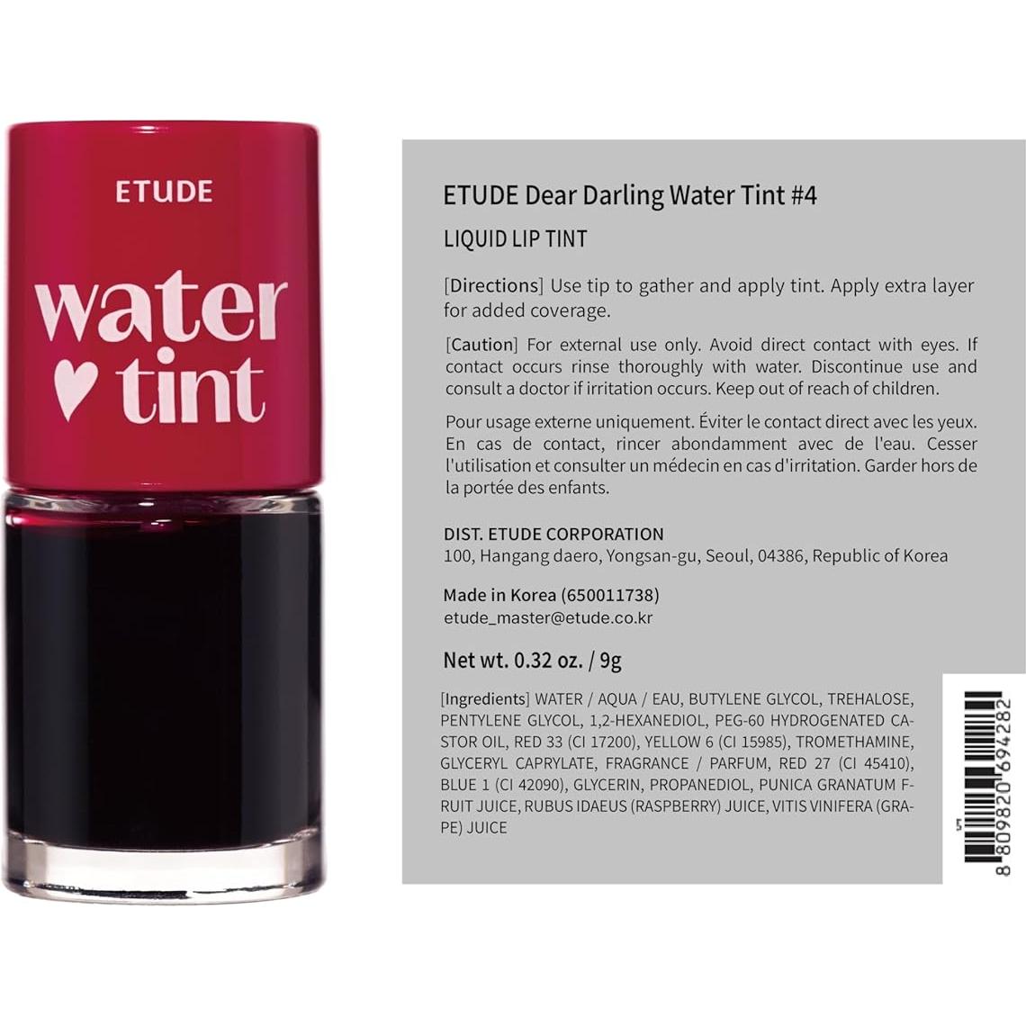 Tinte de Labios ETUDE Dear Darling Pomelo Rojo 9ml