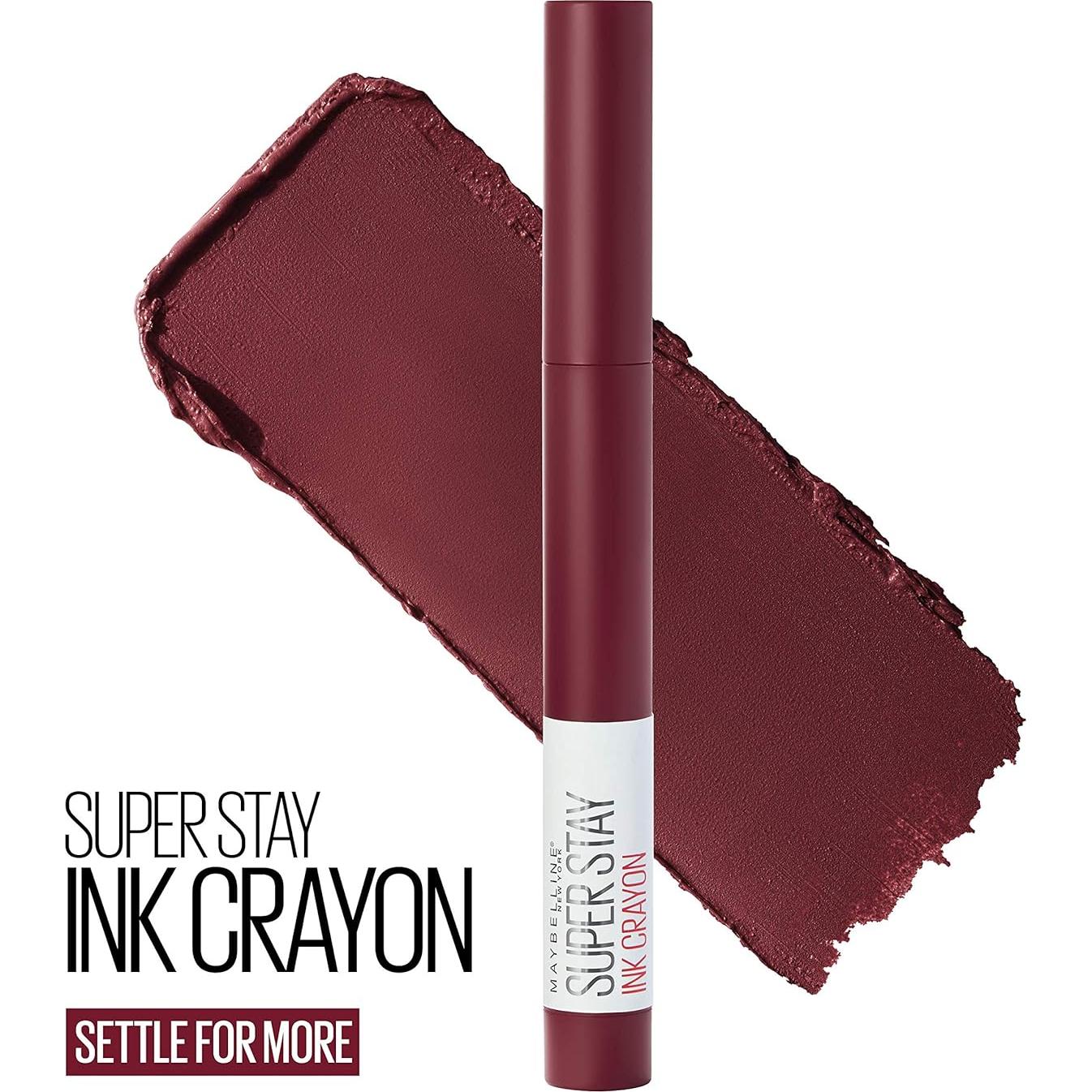 Lápiz Labial Mate Maybelline Super Stay Ink Crayon Vino Morado