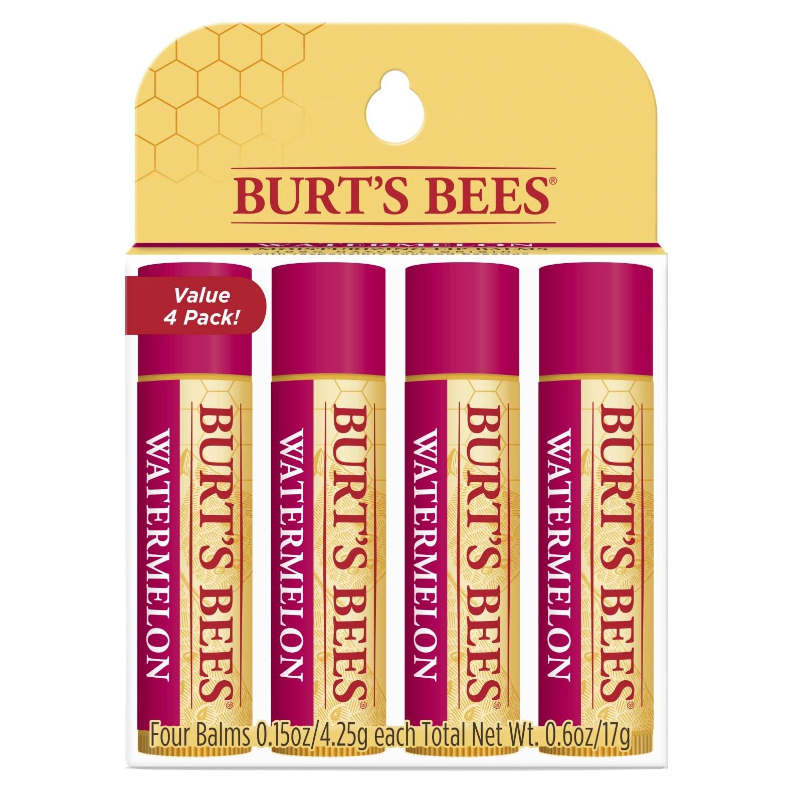 Bálsamo Labial Hidratante Burt's Bees Sandía 4 Tubos 100% Natural