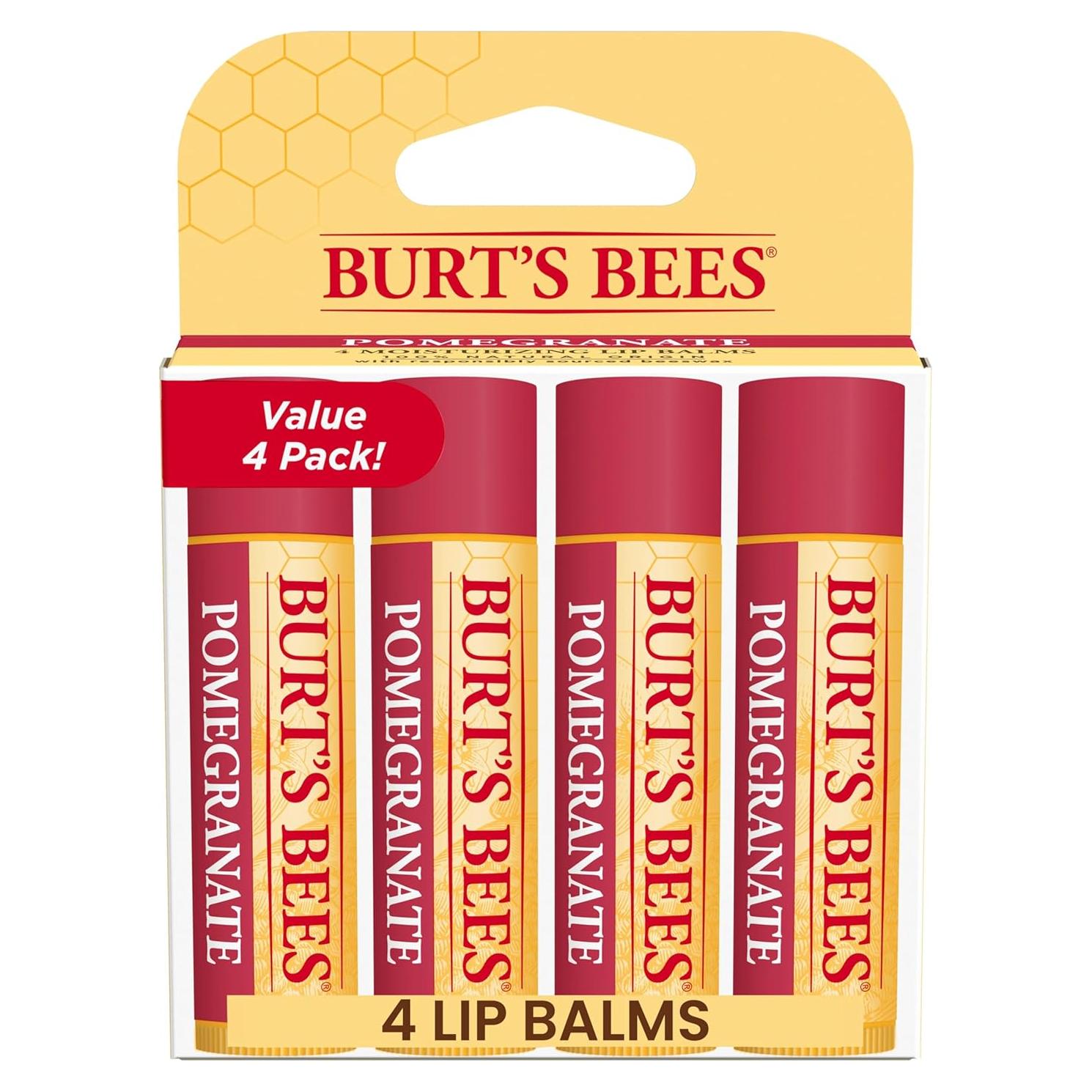 Bálsamo Labial Burt's Bees Granada - Hidratante Natural 4 Tubos