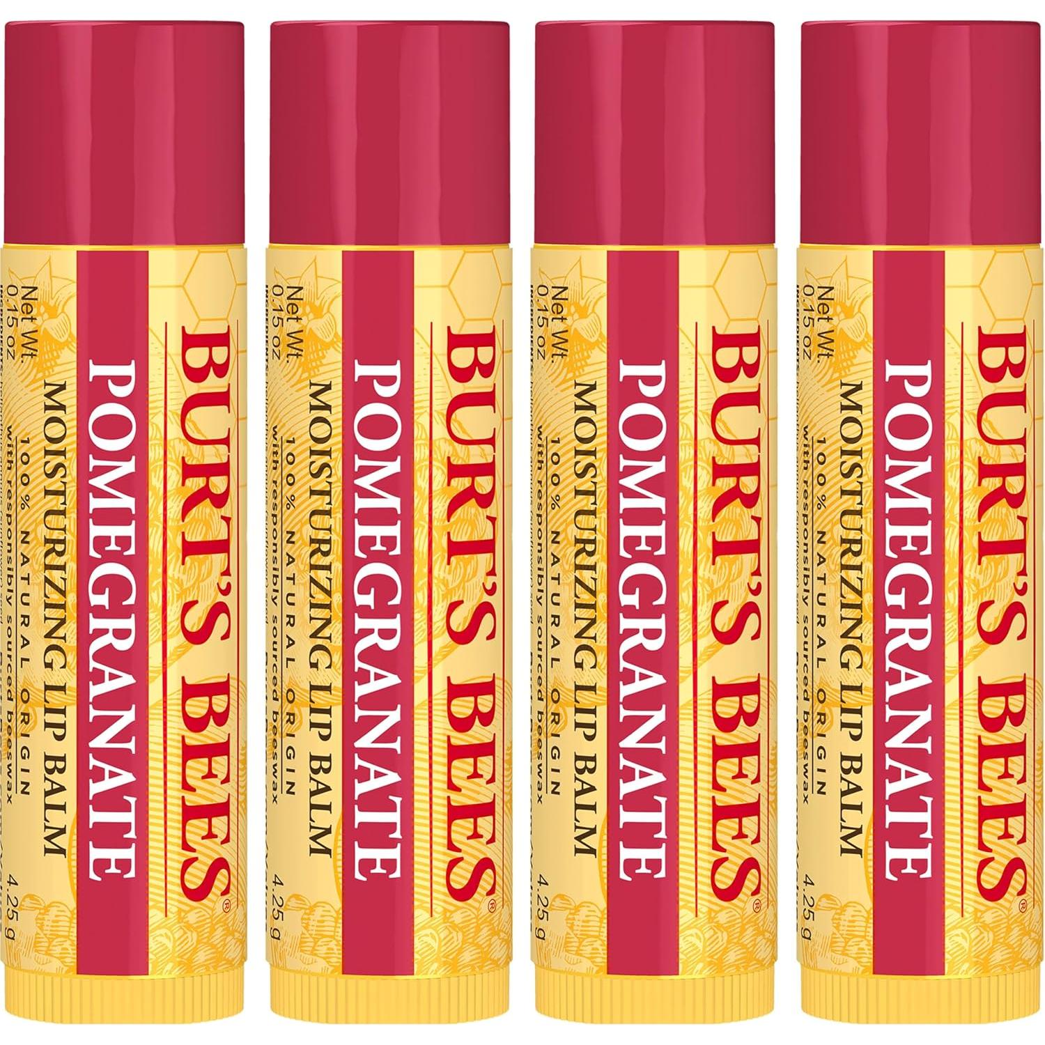 Bálsamo Labial Burt's Bees Granada - Hidratante Natural 4 Tubos